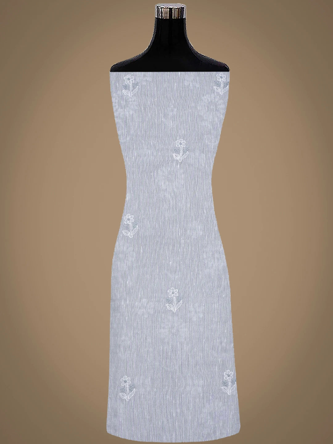 Ada Hand Embroidered Grey Linen Cotton Lucknowi Chikankari Unstitched Suit Piece 01A836601