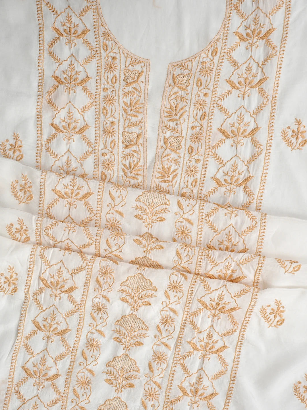 Ada Hand Embroidered White Crepe Lucknowi Chikankari Unstitched Suit Piece 08A500843