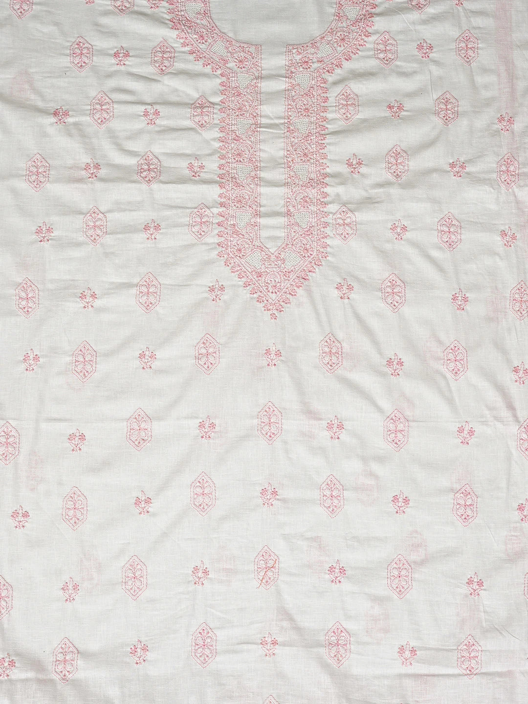 Ada Hand Embroidered White Linen Lucknowi Chikankari Unstitched Men's Kurta Piece 01A832320