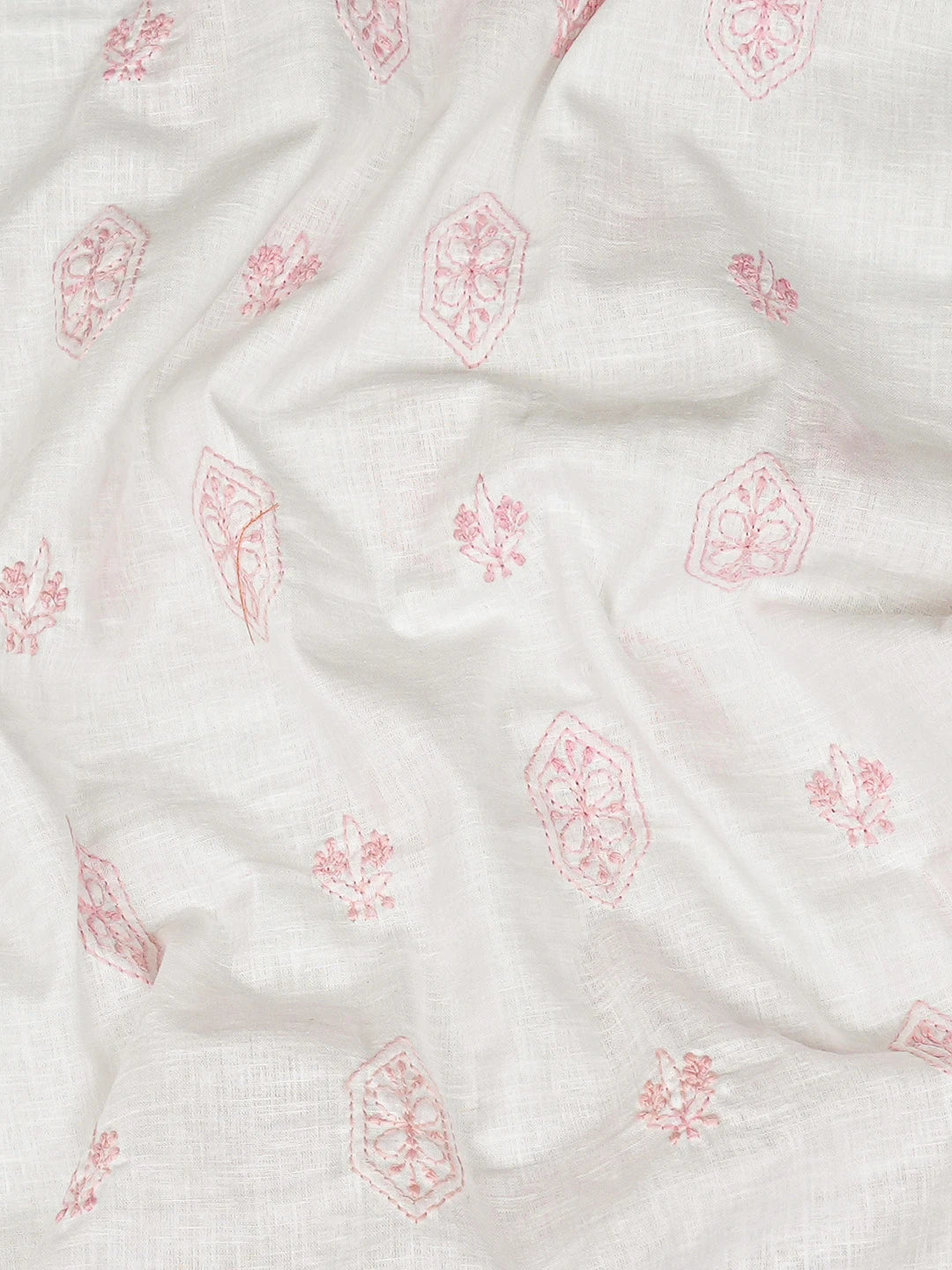 Ada Hand Embroidered White Linen Lucknowi Chikankari Unstitched Men's Kurta Piece 01A832320