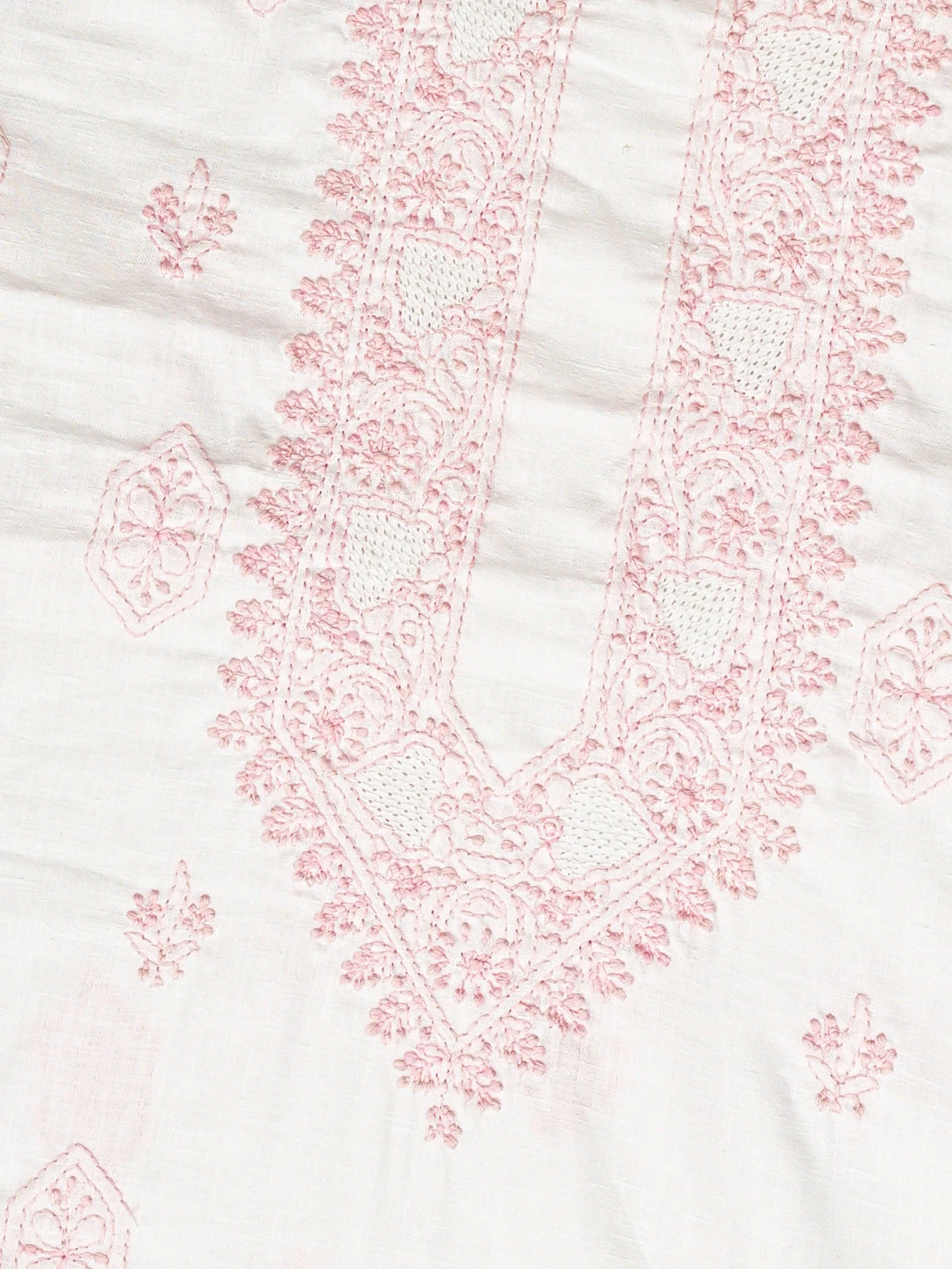 Ada Hand Embroidered White Linen Lucknowi Chikankari Unstitched Men's Kurta Piece 01A832320
