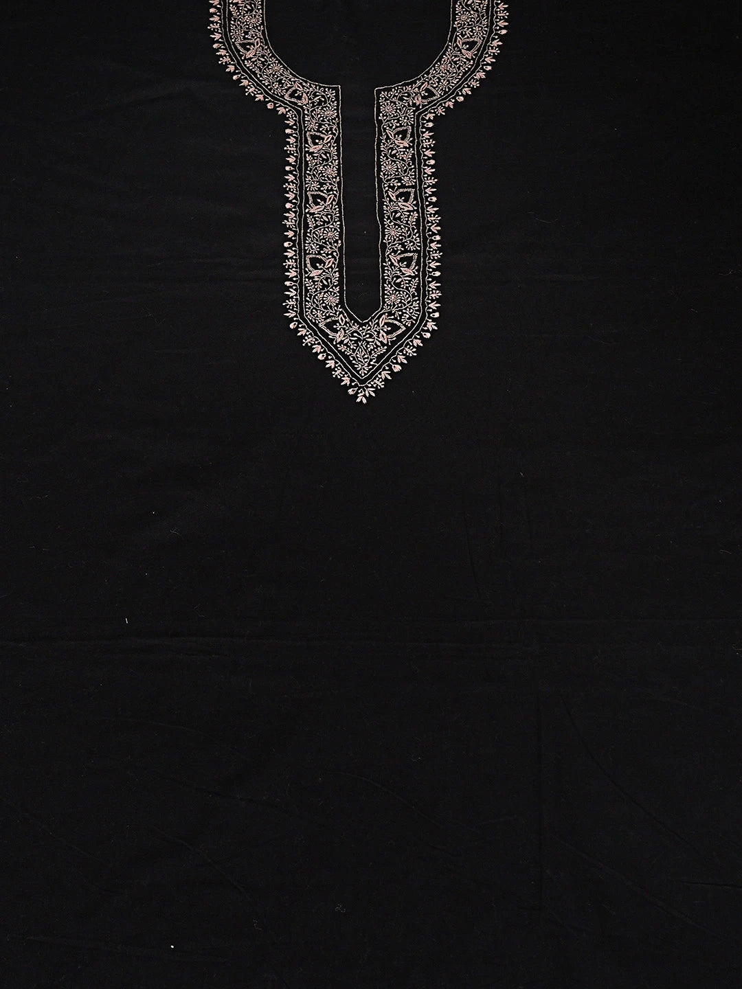 Ada Hand Embroidered Black Cotton Lucknowi Chikankari Unstitched Men's Kurta Piece 01A669538