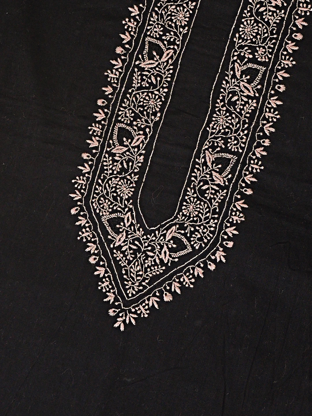 Ada Hand Embroidered Black Cotton Lucknowi Chikankari Unstitched Men's Kurta Piece 01A669538