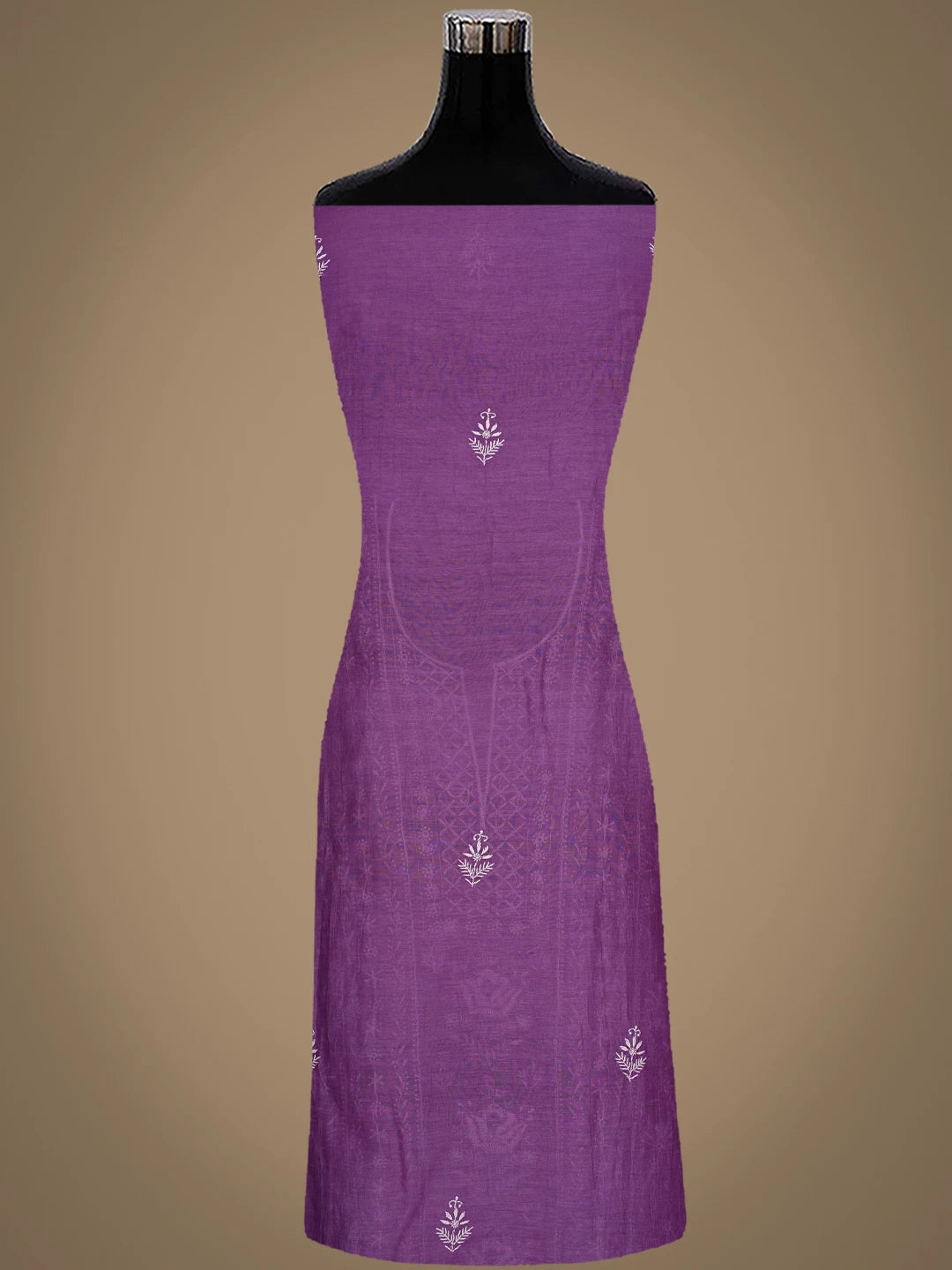 Ada Hand Embroidered Purple Chanderi Lucknowi Chikankari Unstitched Kurta Dupatta Set 01A843847