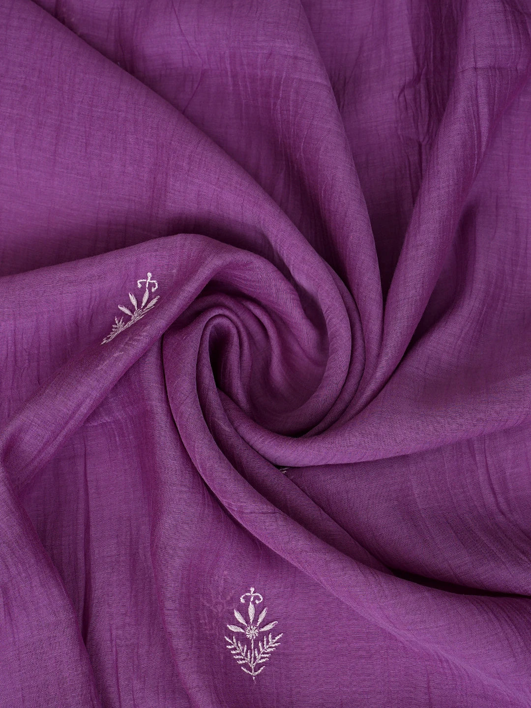 Ada Hand Embroidered Purple Chanderi Lucknowi Chikankari Unstitched Kurta Dupatta Set 01A843847