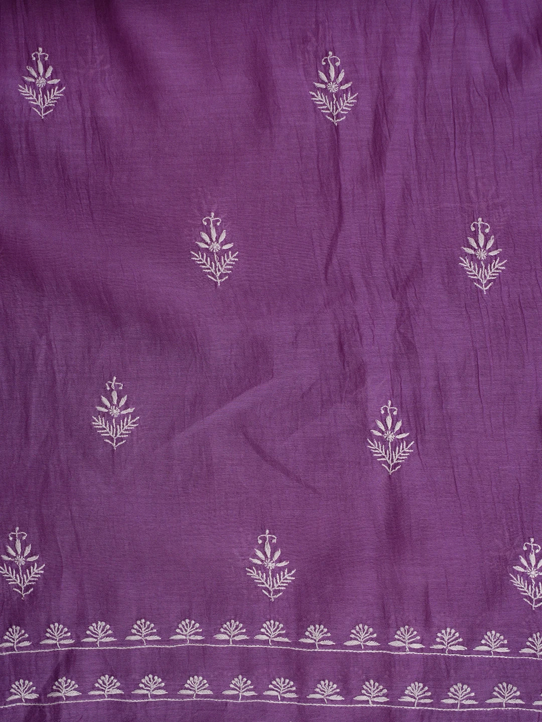 Ada Hand Embroidered Purple Chanderi Lucknowi Chikankari Unstitched Kurta Dupatta Set 01A843847