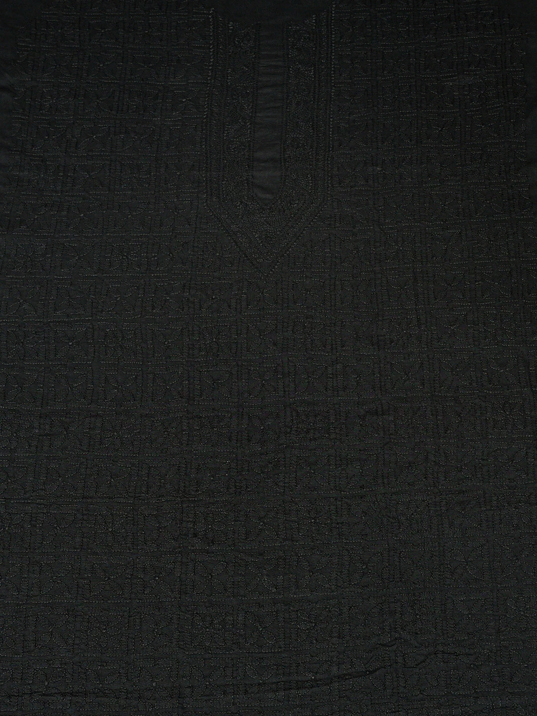 Ada Hand Embroidered Black Cotton Lucknowi Chikankari Unstitched Men's Kurta Piece 01A692108