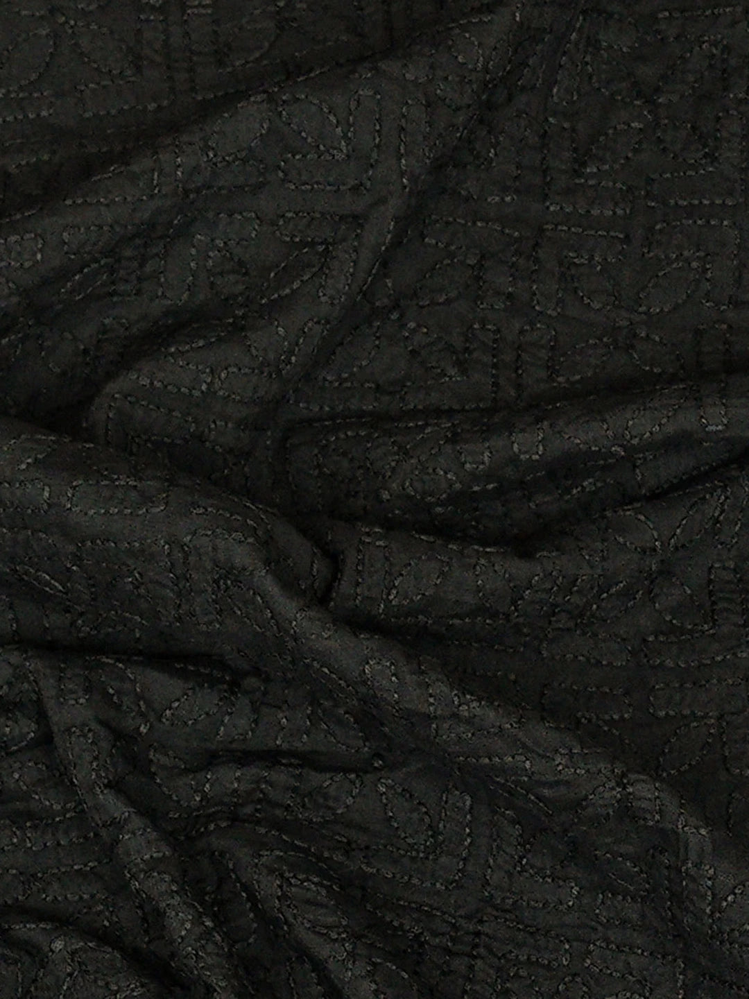 Ada Hand Embroidered Black Cotton Lucknowi Chikankari Unstitched Men's Kurta Piece 01A692108