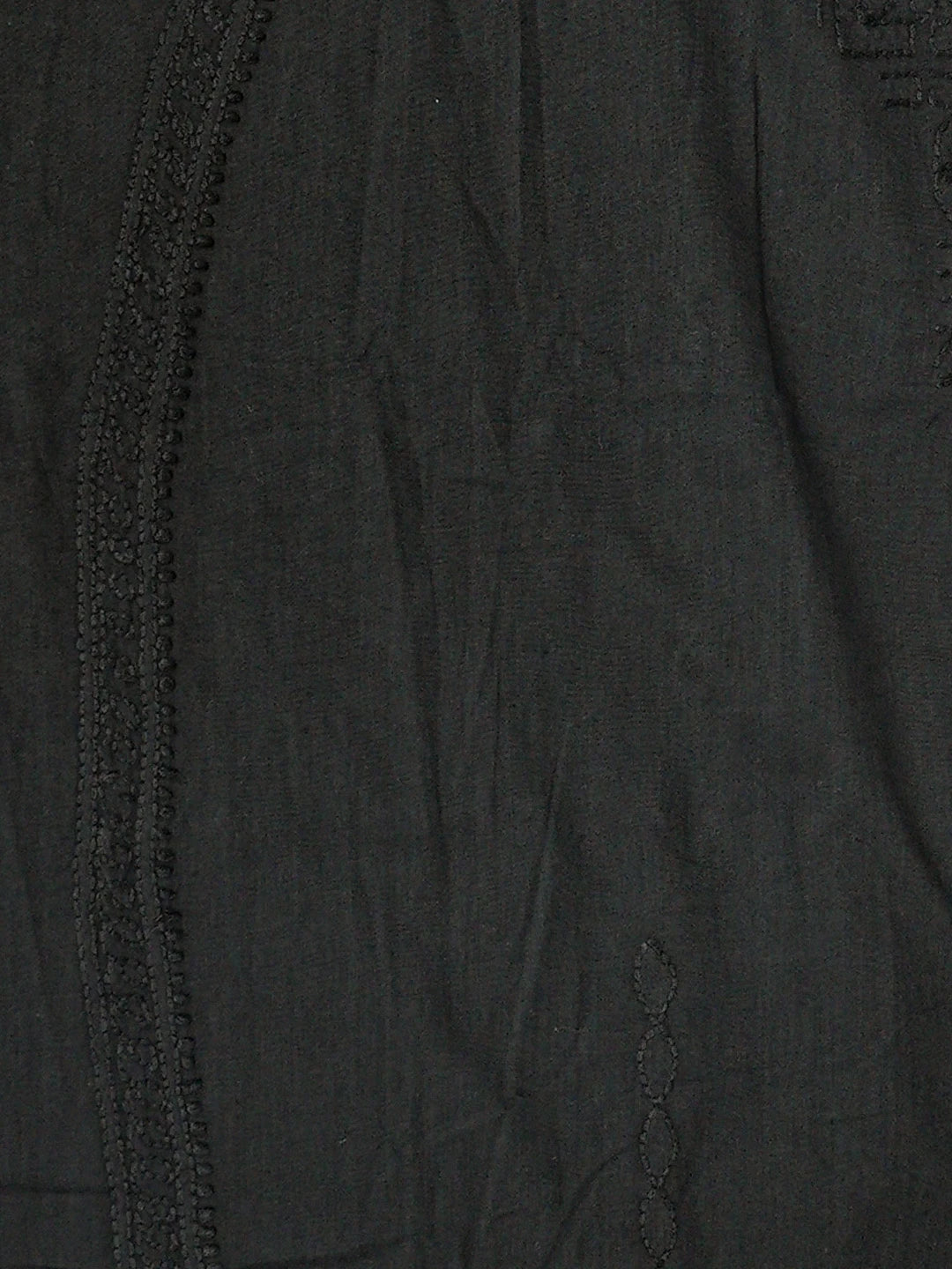 Ada Hand Embroidered Black Cotton Lucknowi Chikankari Unstitched Men's Kurta Piece 01A692108