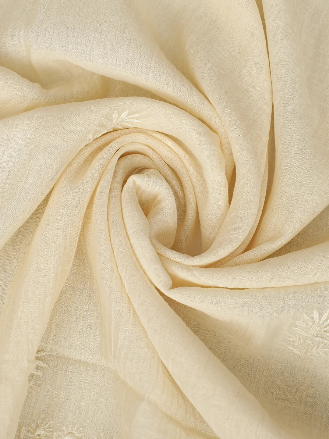 Ada Hand Embroidered Cream Chanderi Lucknowi Chikankari Unstitched Kurta Dupatta Set 01A808967