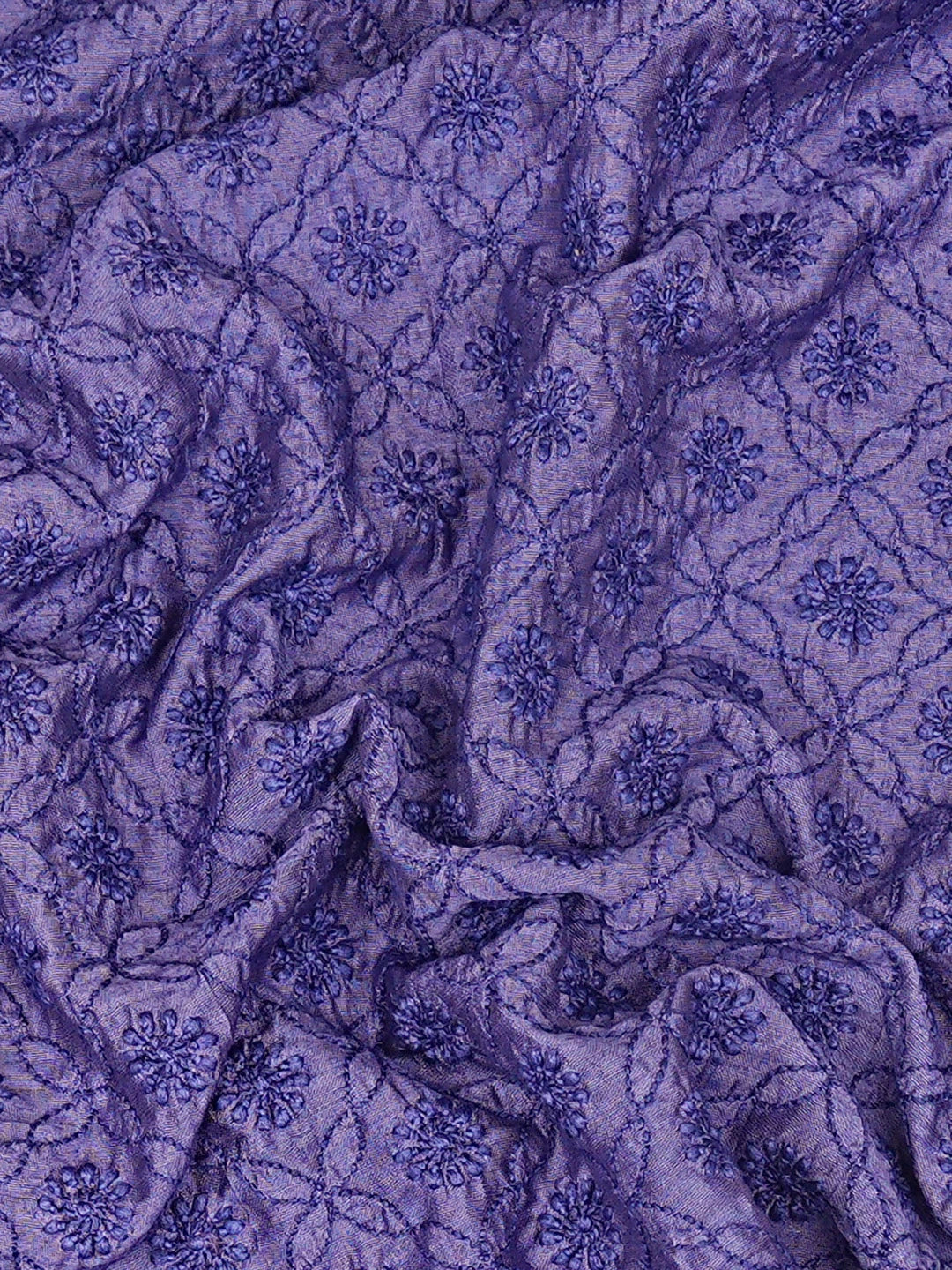 Ada Hand Embroidered Purple Chanderi Lucknowi Chikankari Unstitched Men's Kurta Piece 01A861644