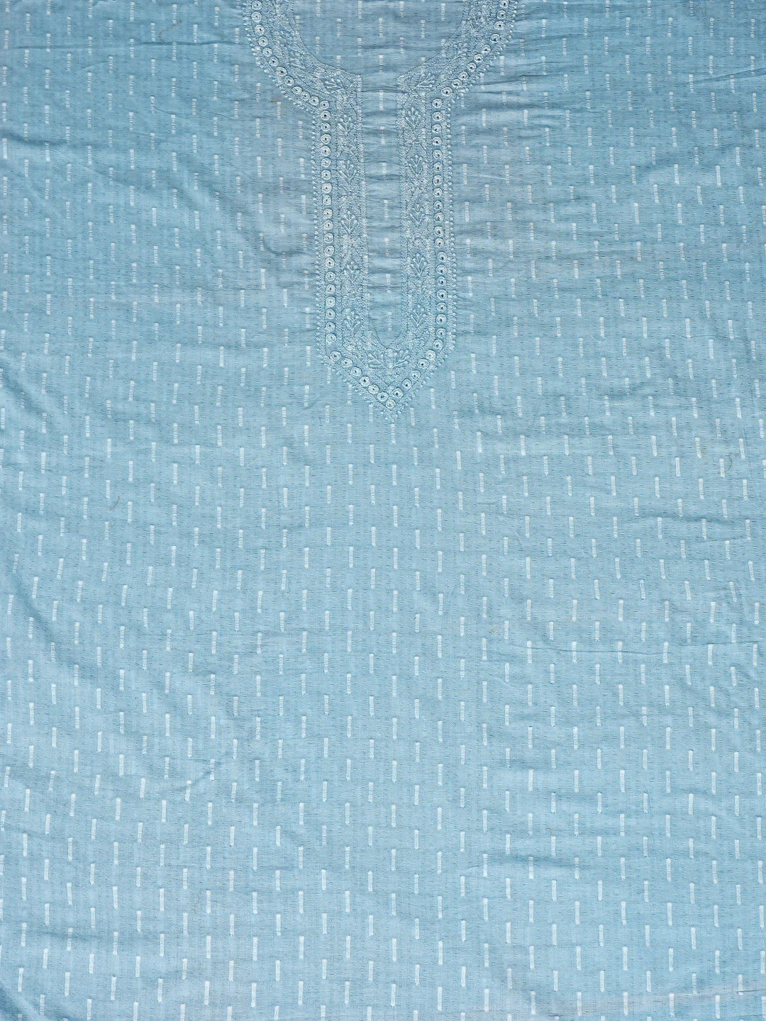 Ada Hand Embroidered Blue Cotton Lucknowi Chikankari Unstitched Men's Kurta Piece 01A858916