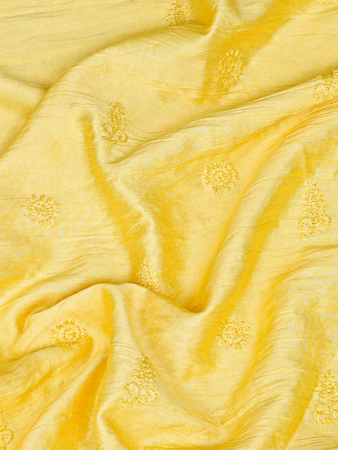 Ada Hand Embroidered Yellow Chanderi Lucknowi Chikankari Unstitched Men's Kurta Piece 01A812577