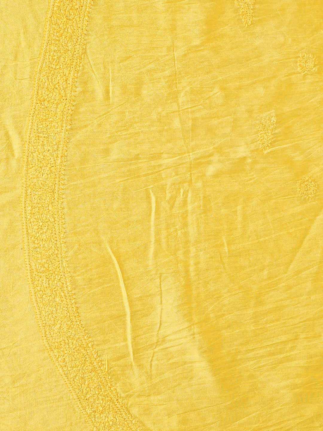Ada Hand Embroidered Yellow Chanderi Lucknowi Chikankari Unstitched Men's Kurta Piece 01A812577