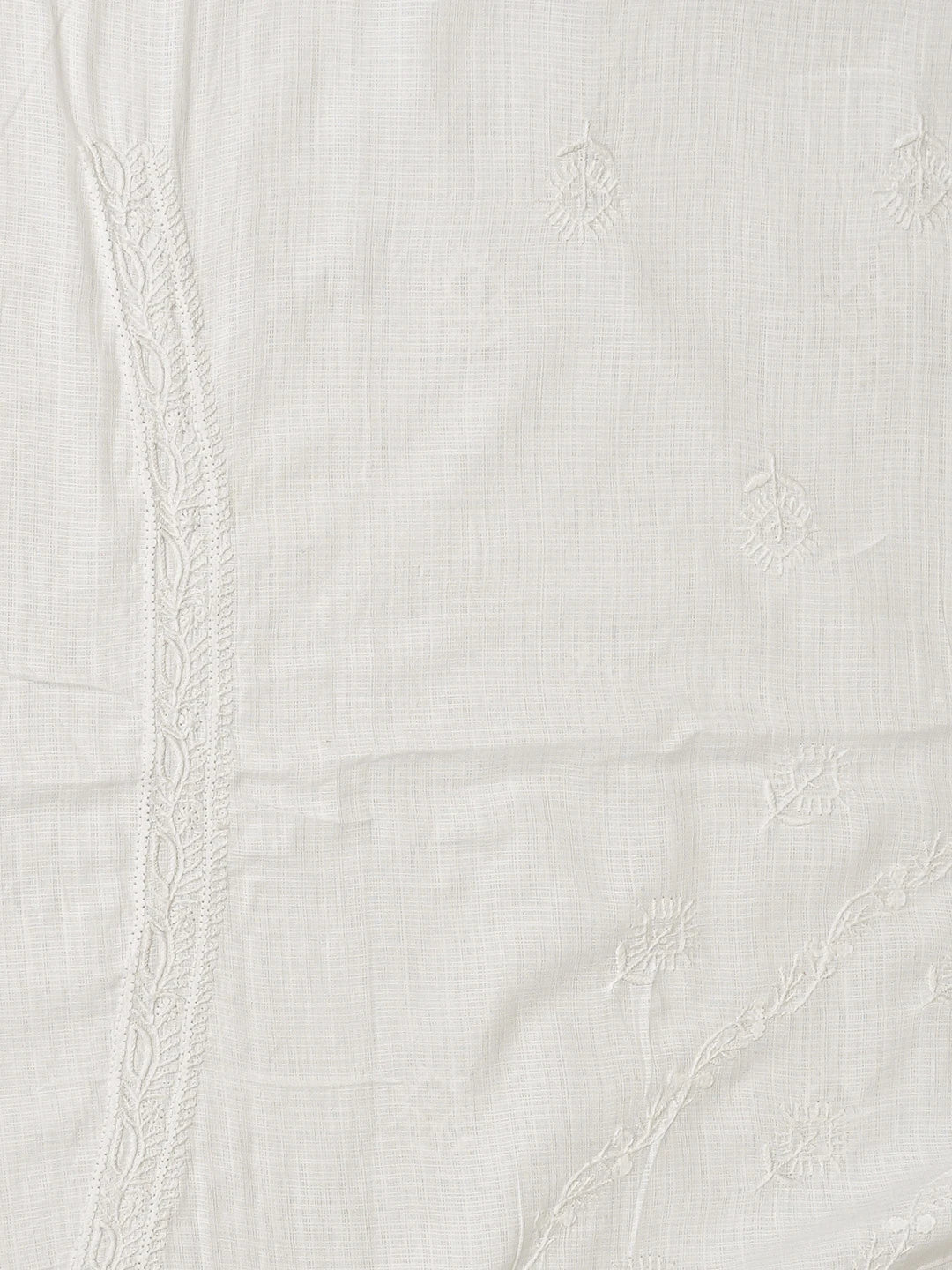 Ada Hand Embroidered White Cotton Lucknowi Chikankari Unstitched Men's Kurta Piece 01A832312