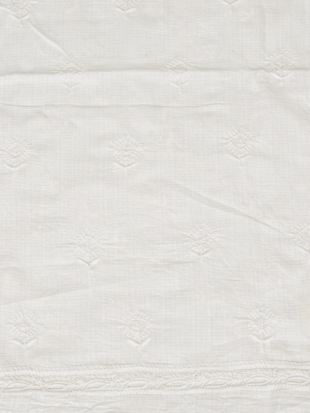 Ada Hand Embroidered White Cotton Lucknowi Chikankari Unstitched Men's Kurta Piece 01A832312