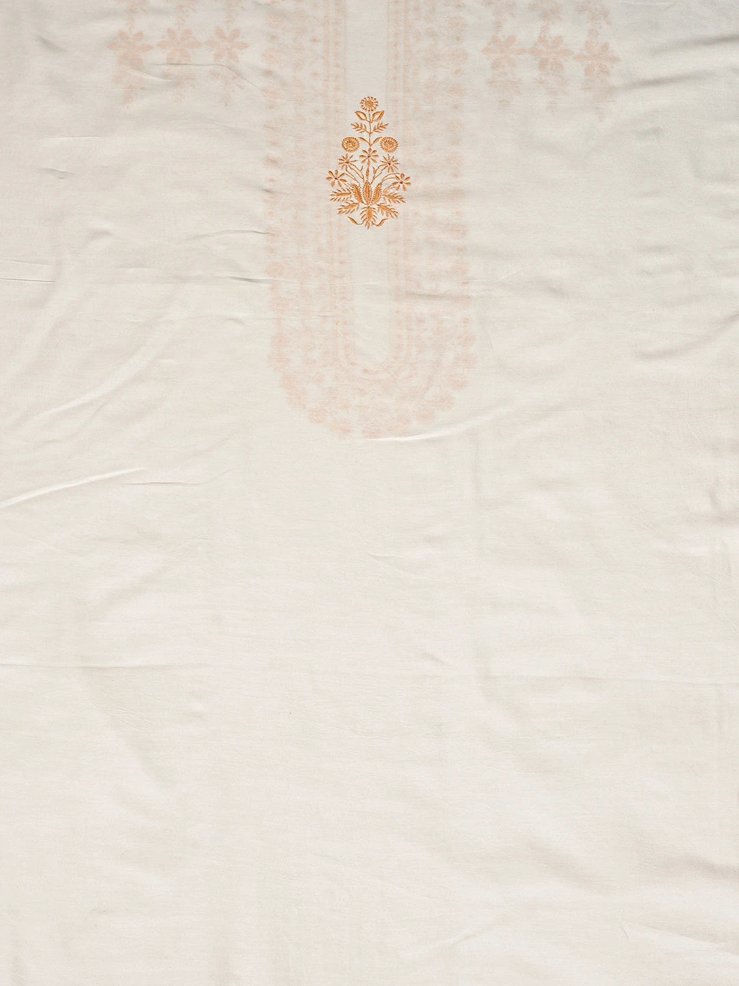 Ada Hand Embroidered White Chanderi Lucknowi Chikankari Unstitched Men's Kurta Piece 01A844382