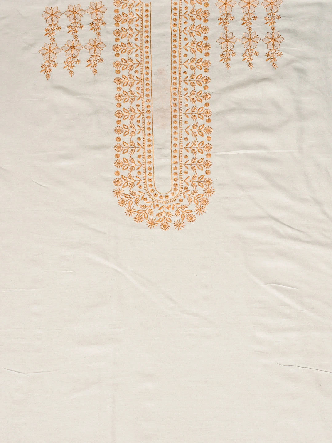Ada Hand Embroidered White Chanderi Lucknowi Chikankari Unstitched Men's Kurta Piece 01A844382