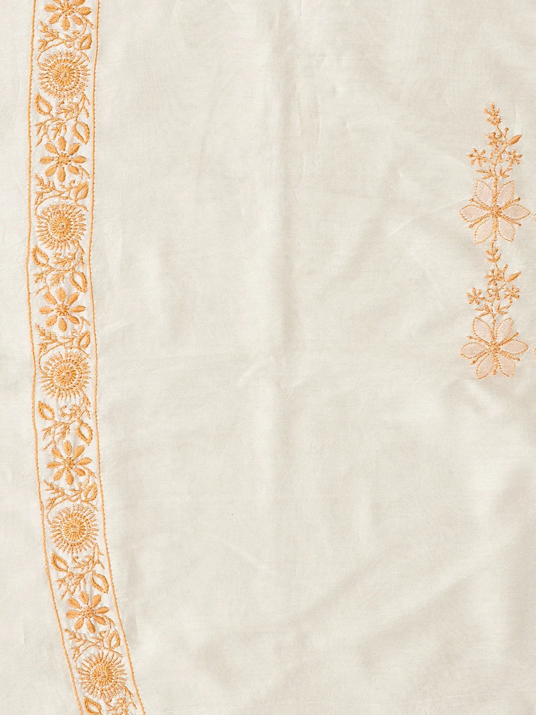 Ada Hand Embroidered White Chanderi Lucknowi Chikankari Unstitched Men's Kurta Piece 01A844382