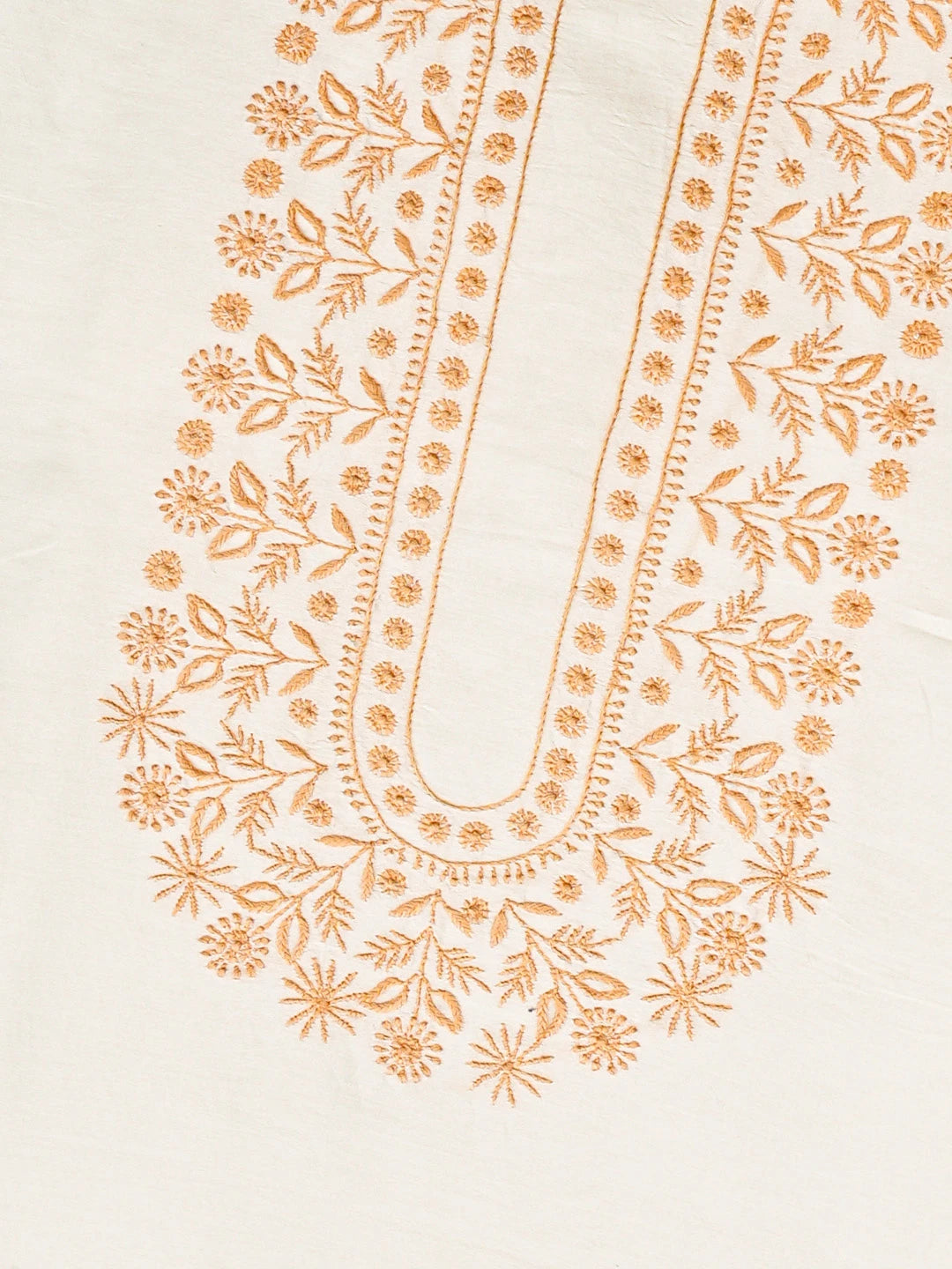 Ada Hand Embroidered White Chanderi Lucknowi Chikankari Unstitched Men's Kurta Piece 01A844382