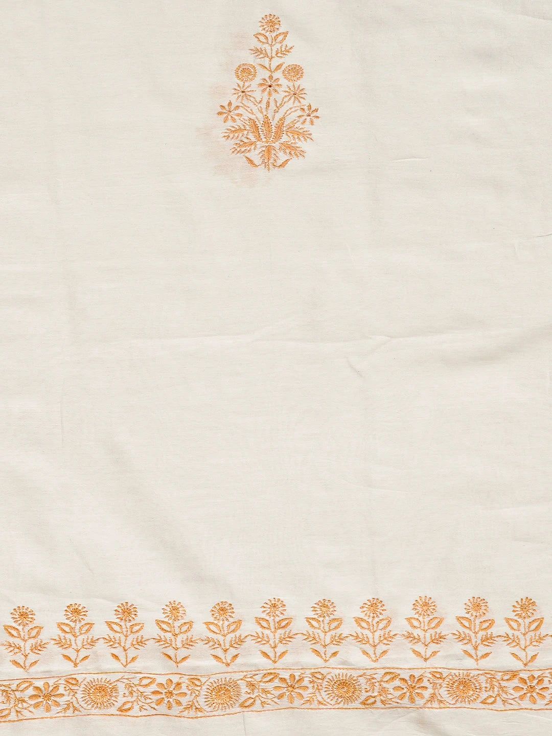 Ada Hand Embroidered White Chanderi Lucknowi Chikankari Unstitched Men's Kurta Piece 01A844382