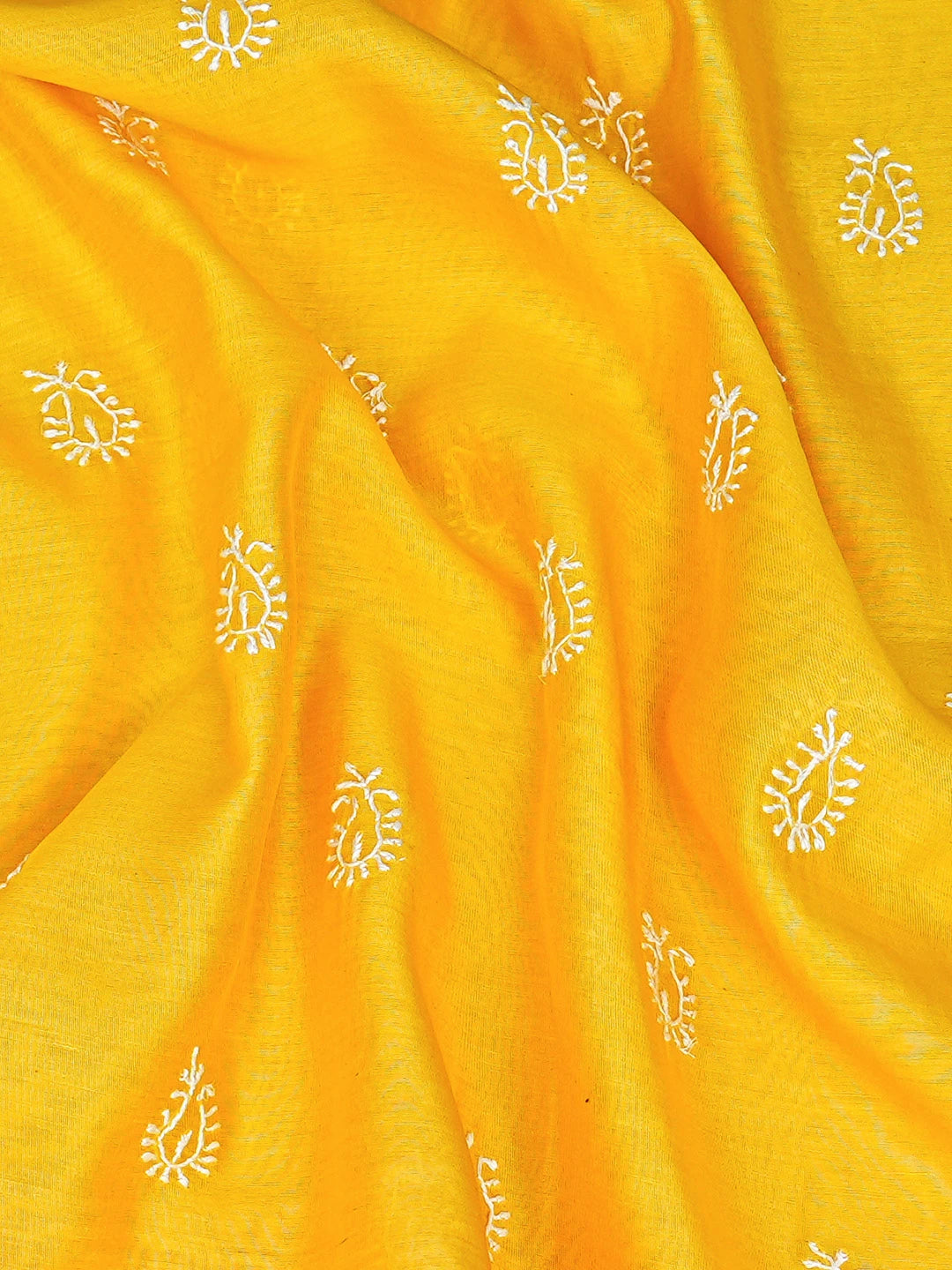 Ada Hand Embroidered Yellow Chanderi Lucknowi Chikankari Unstitched Men's Kurta Piece 01A859984