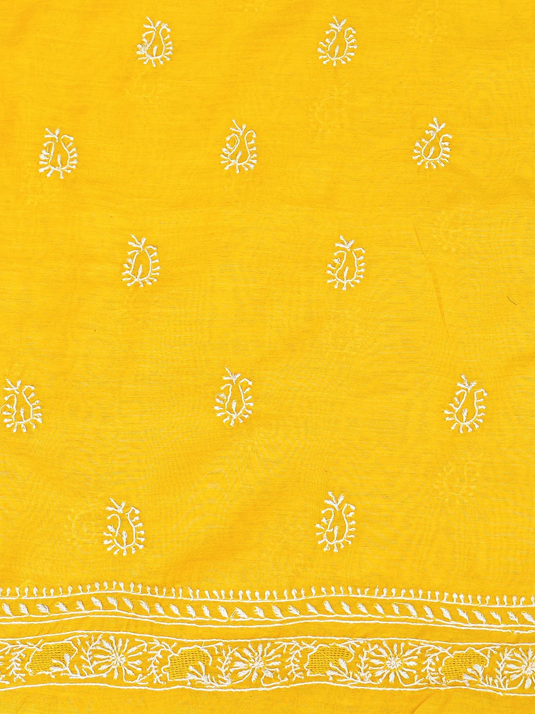 Ada Hand Embroidered Yellow Chanderi Lucknowi Chikankari Unstitched Men's Kurta Piece 01A859984