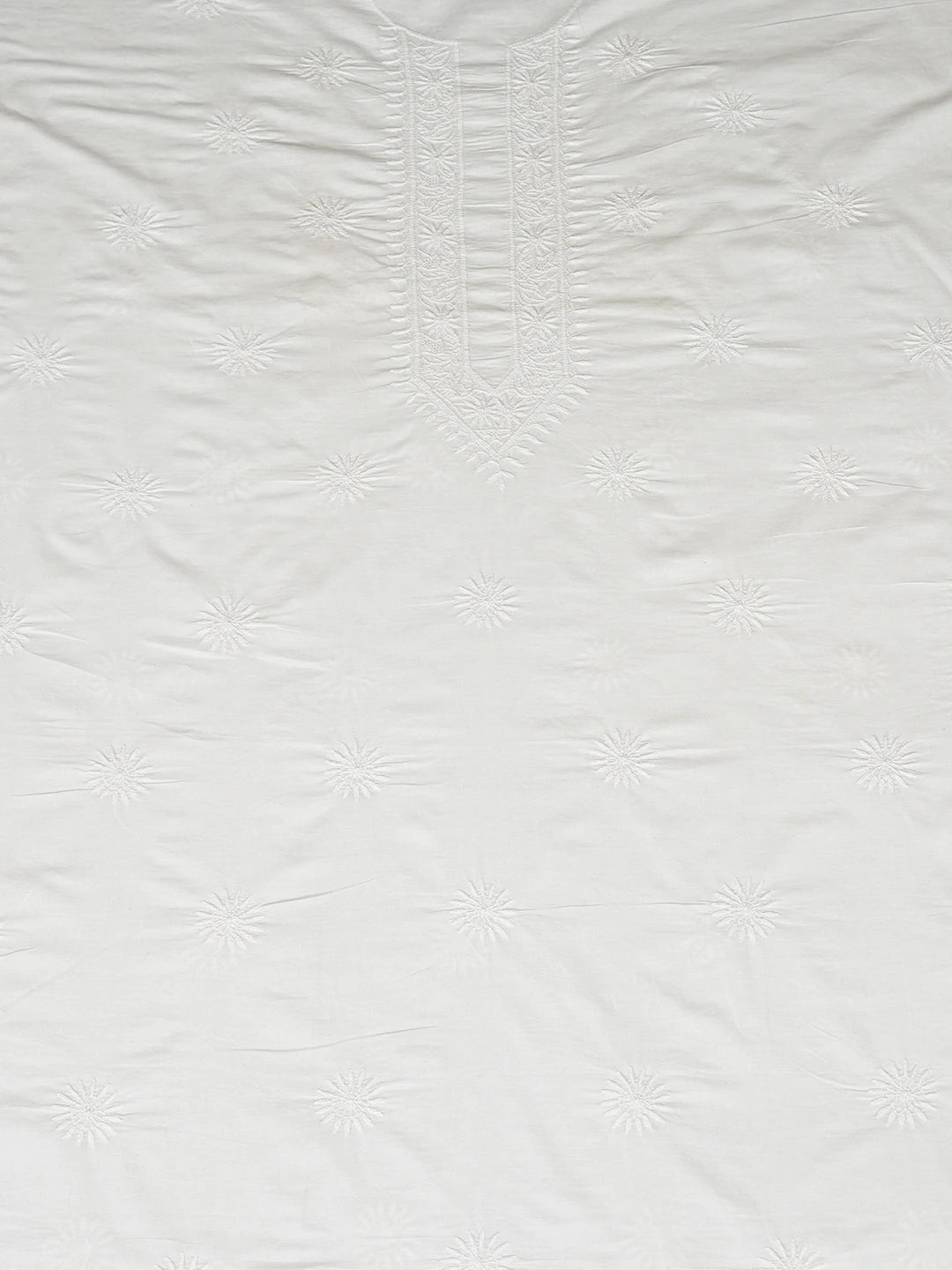 Ada Hand Embroidered White Cotton Lucknowi Chikankari Unstitched Men's Kurta Piece 01A395960