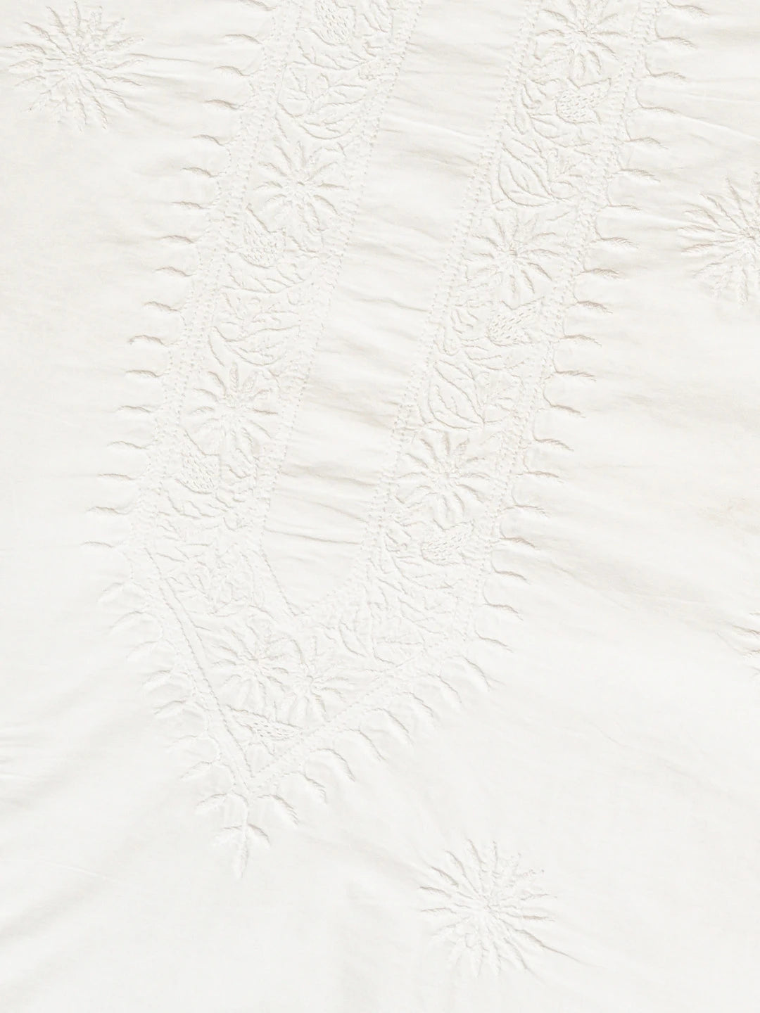 Ada Hand Embroidered White Cotton Lucknowi Chikankari Unstitched Men's Kurta Piece 01A395960