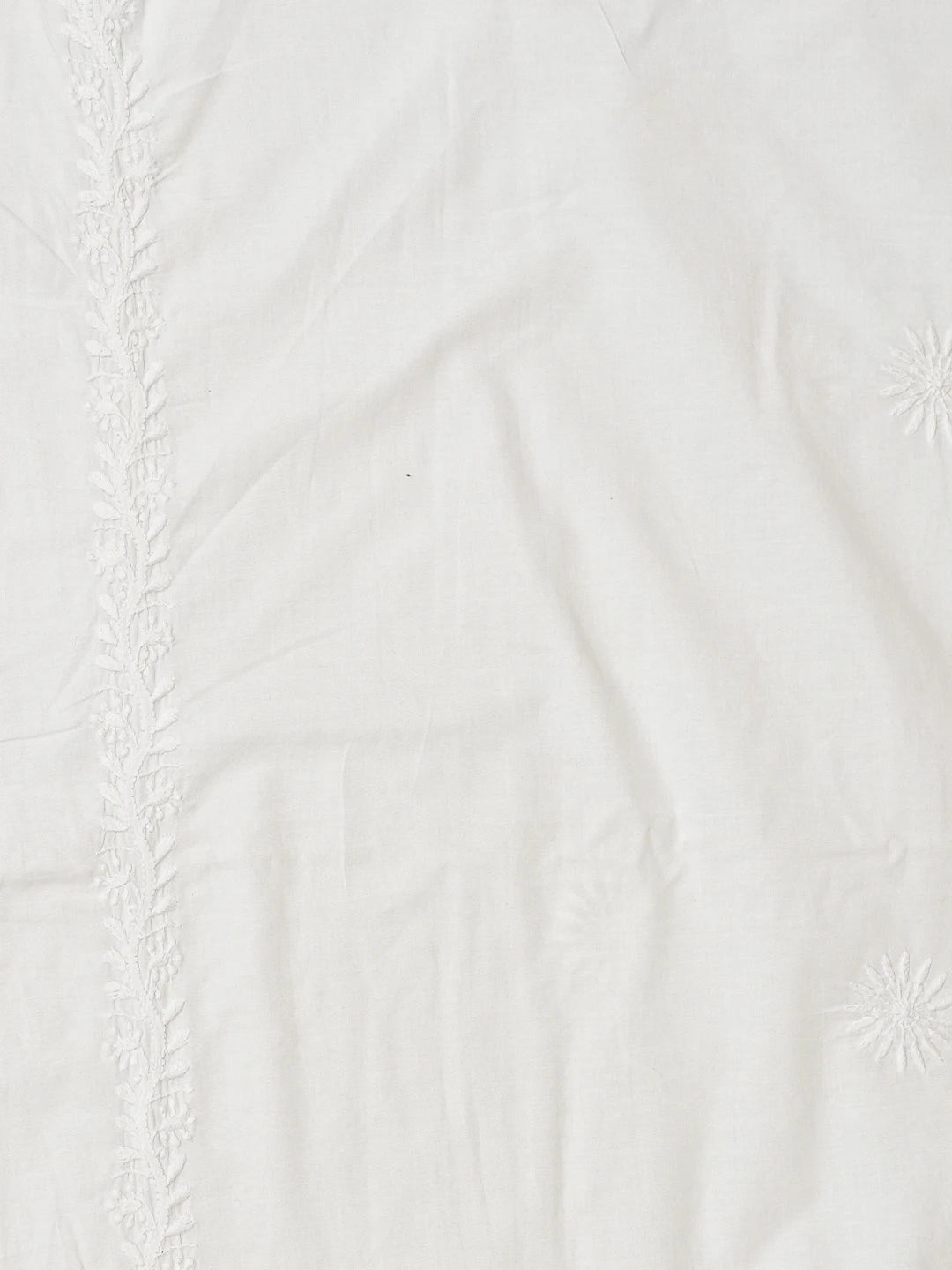 Ada Hand Embroidered White Cotton Lucknowi Chikankari Unstitched Men's Kurta Piece 01A395960