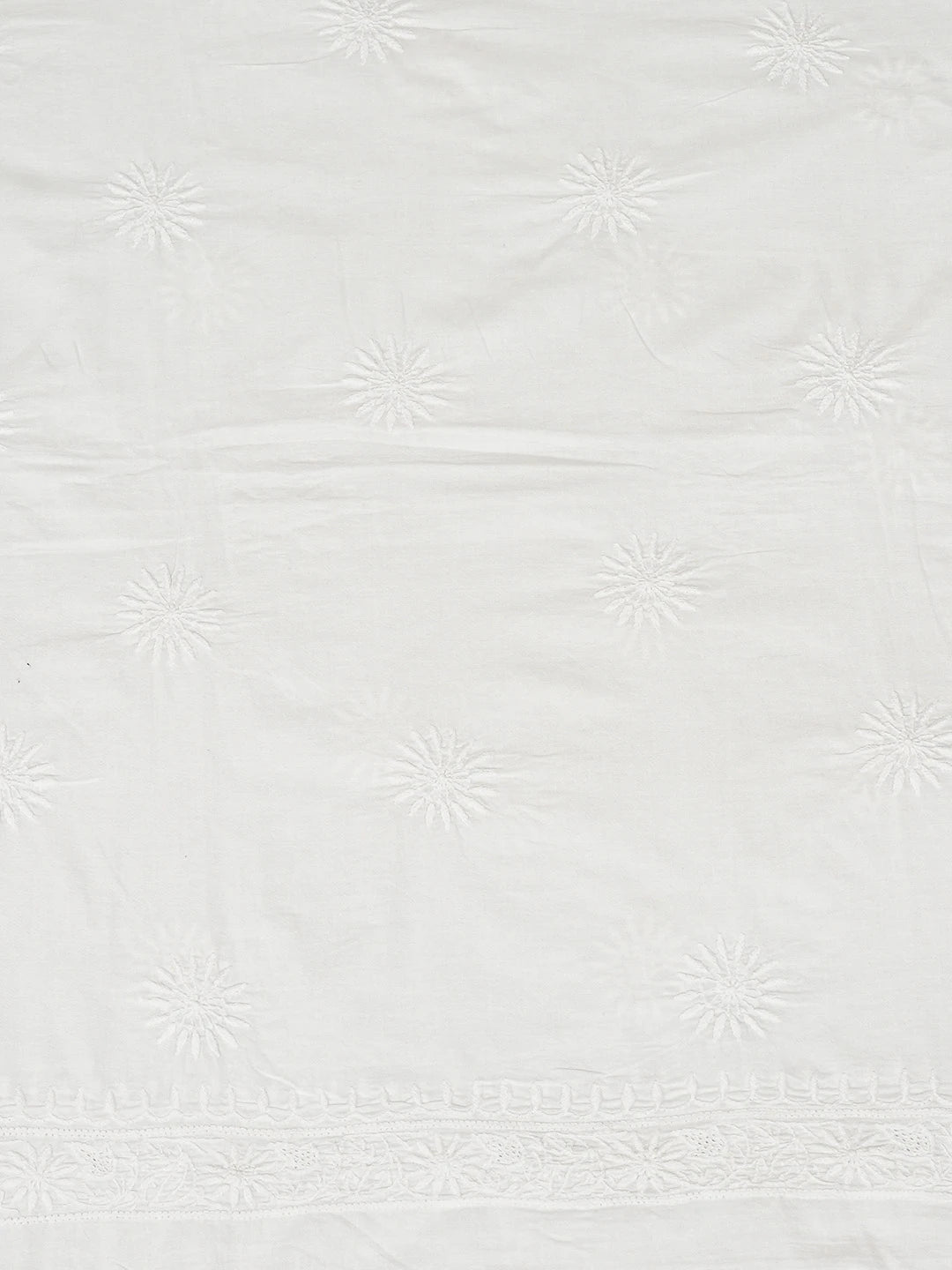 Ada Hand Embroidered White Cotton Lucknowi Chikankari Unstitched Men's Kurta Piece 01A395960