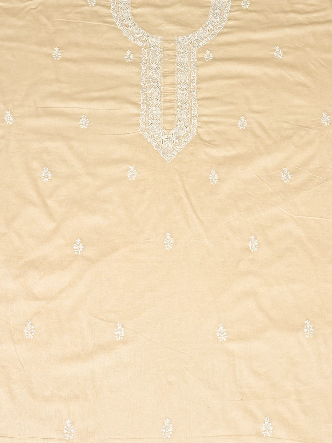 Ada Hand Embroidered Fawn Cotton Lucknowi Chikankari Unstitched Men's Kurta Piece 01A708413