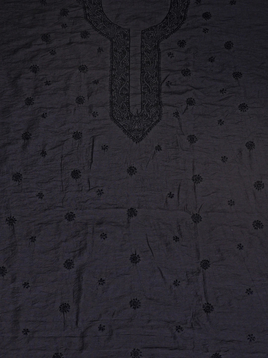 Ada Hand Embroidered Navy Blue Chanderi Lucknowi Chikankari Unstitched Men's Kurta Piece 01A866031