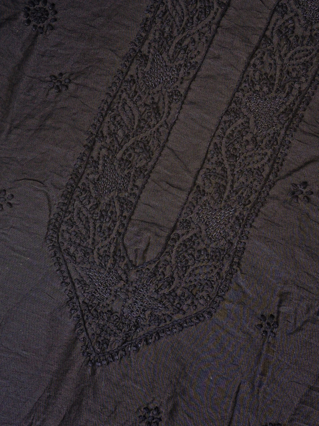 Ada Hand Embroidered Navy Blue Chanderi Lucknowi Chikankari Unstitched Men's Kurta Piece 01A866031