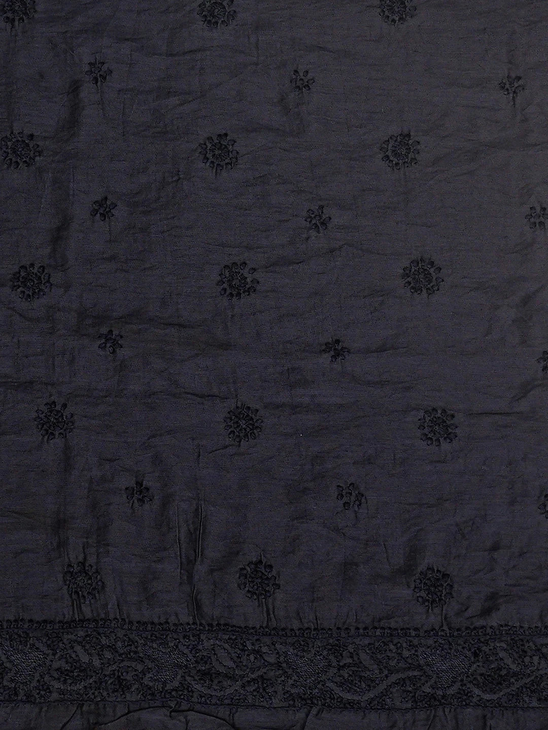 Ada Hand Embroidered Navy Blue Chanderi Lucknowi Chikankari Unstitched Men's Kurta Piece 01A866031