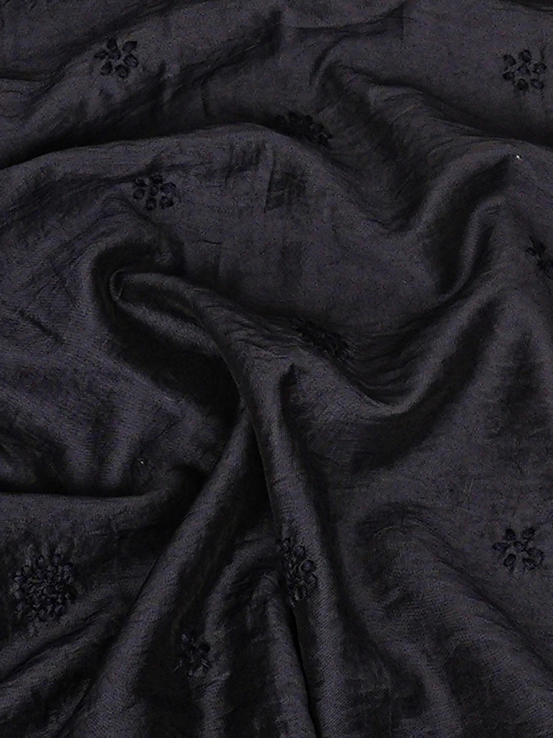 Ada Hand Embroidered Navy Blue Chanderi Lucknowi Chikankari Unstitched Men's Kurta Piece 01A866031