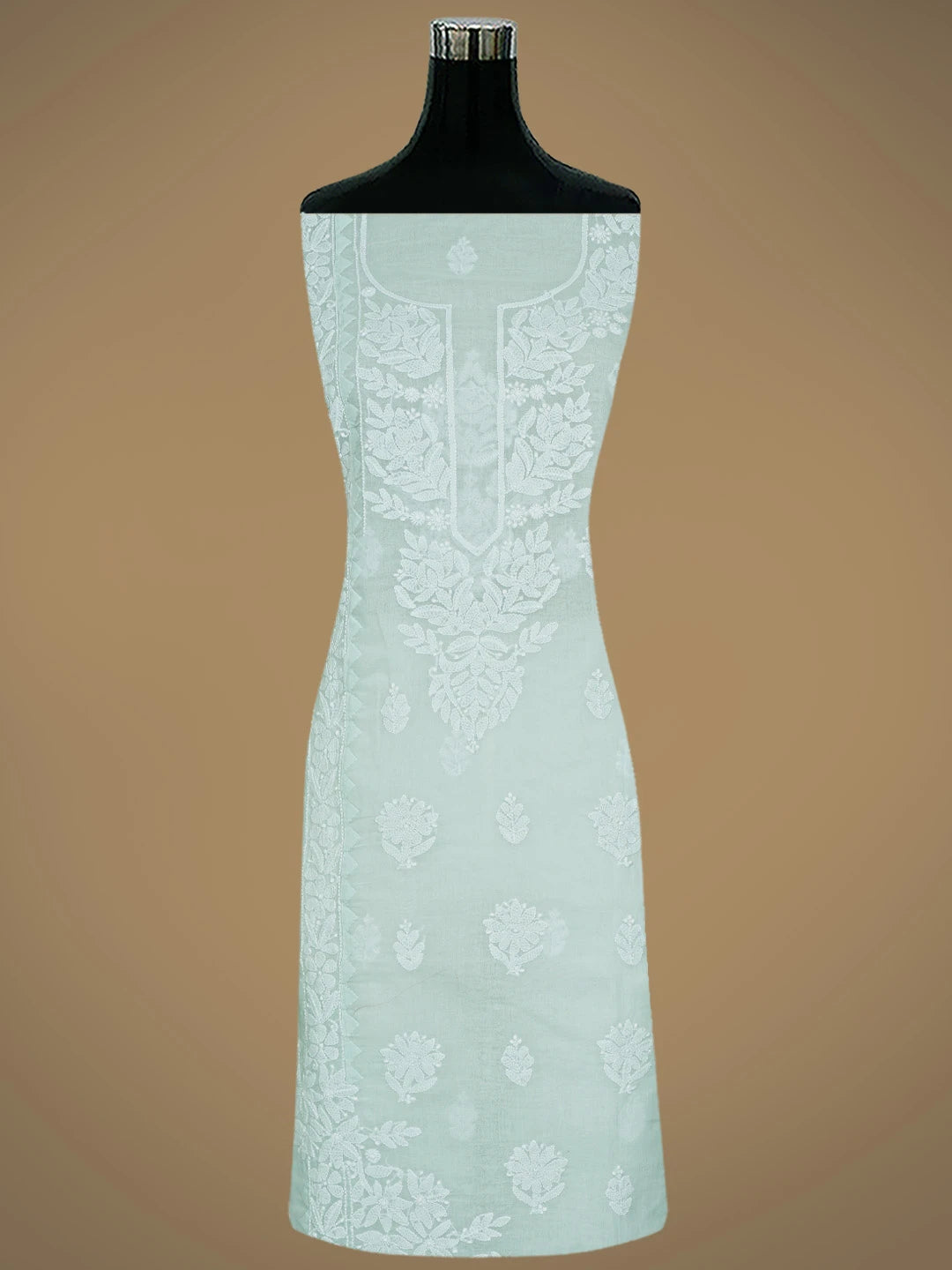 Ada Hand Embroidered Pistachio Green Cotton Lucknowi Chikankari Unstitched Suit Piece 01A871561