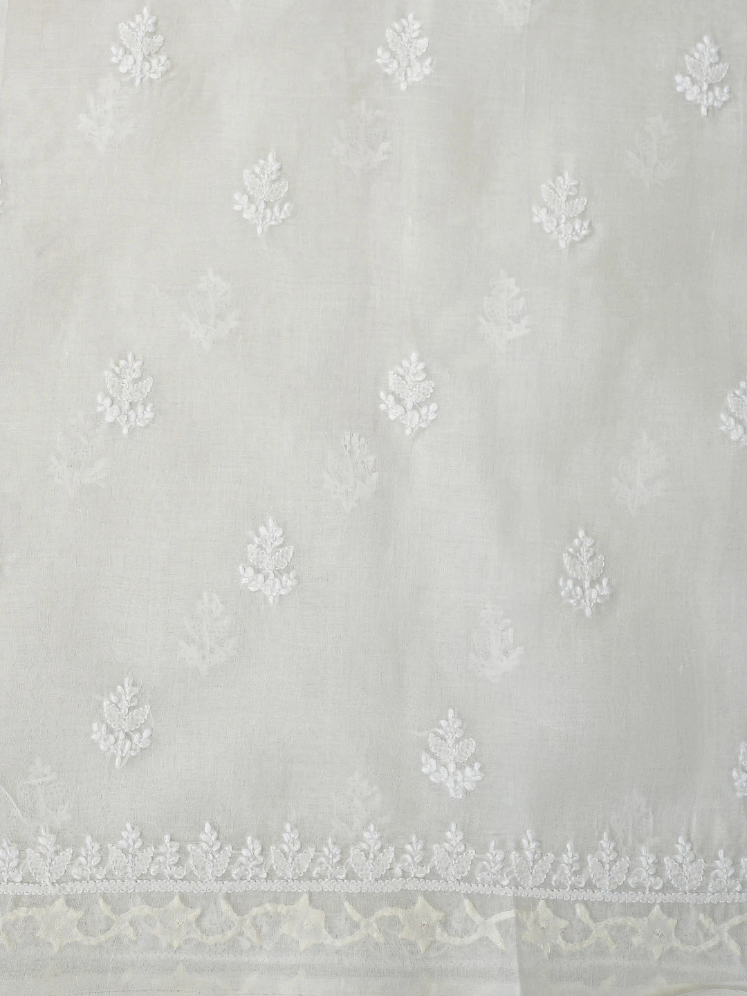 Ada Hand Embroidered Cream Cotton Lucknowi Chikankari Unstitched Suit Piece 01A871581