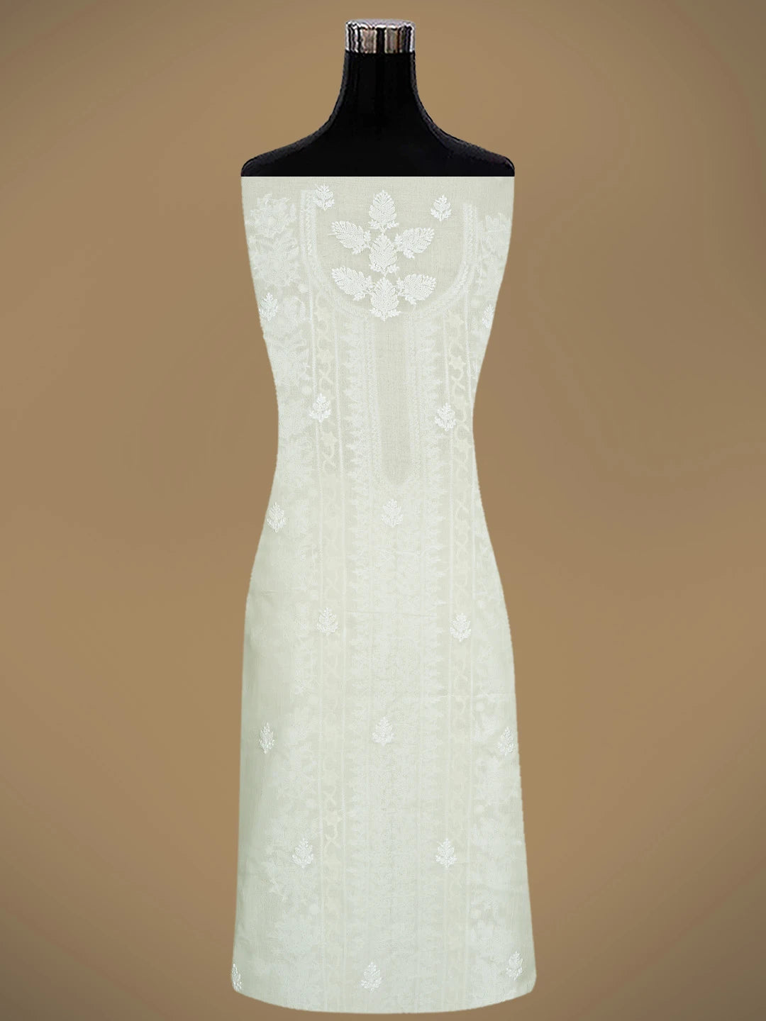 Ada Hand Embroidered Cream Cotton Lucknowi Chikankari Unstitched Suit Piece 01A871581