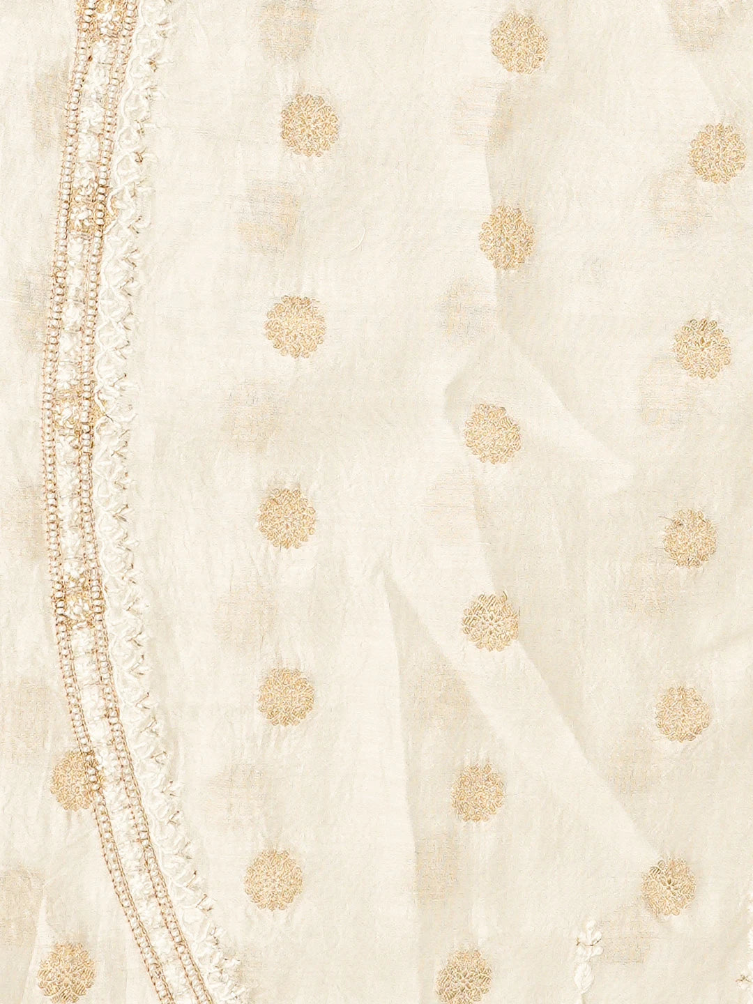 Ada Hand Embroidered White Chanderi Lucknowi Chikankari Unstitched Men's Kurta Piece With Cutdana Work 01A867129