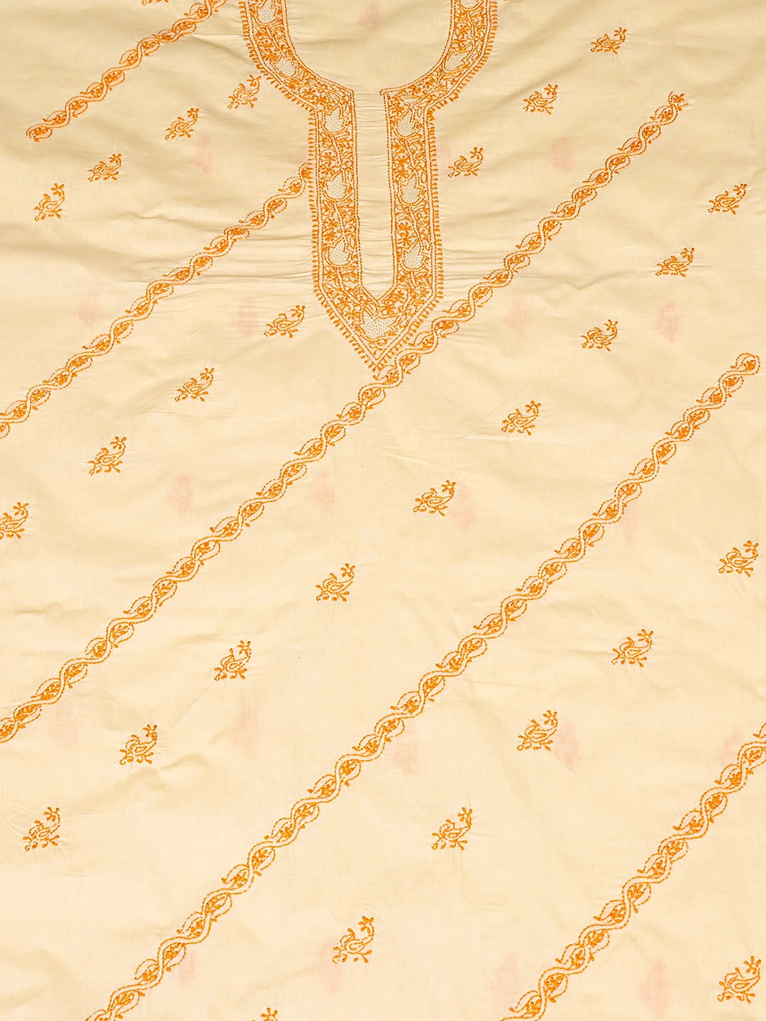 Ada Hand Embroidered Death Valley Beige Cotton Lucknowi Chikankari Unstitched Men's Kurta Piece 01A706138