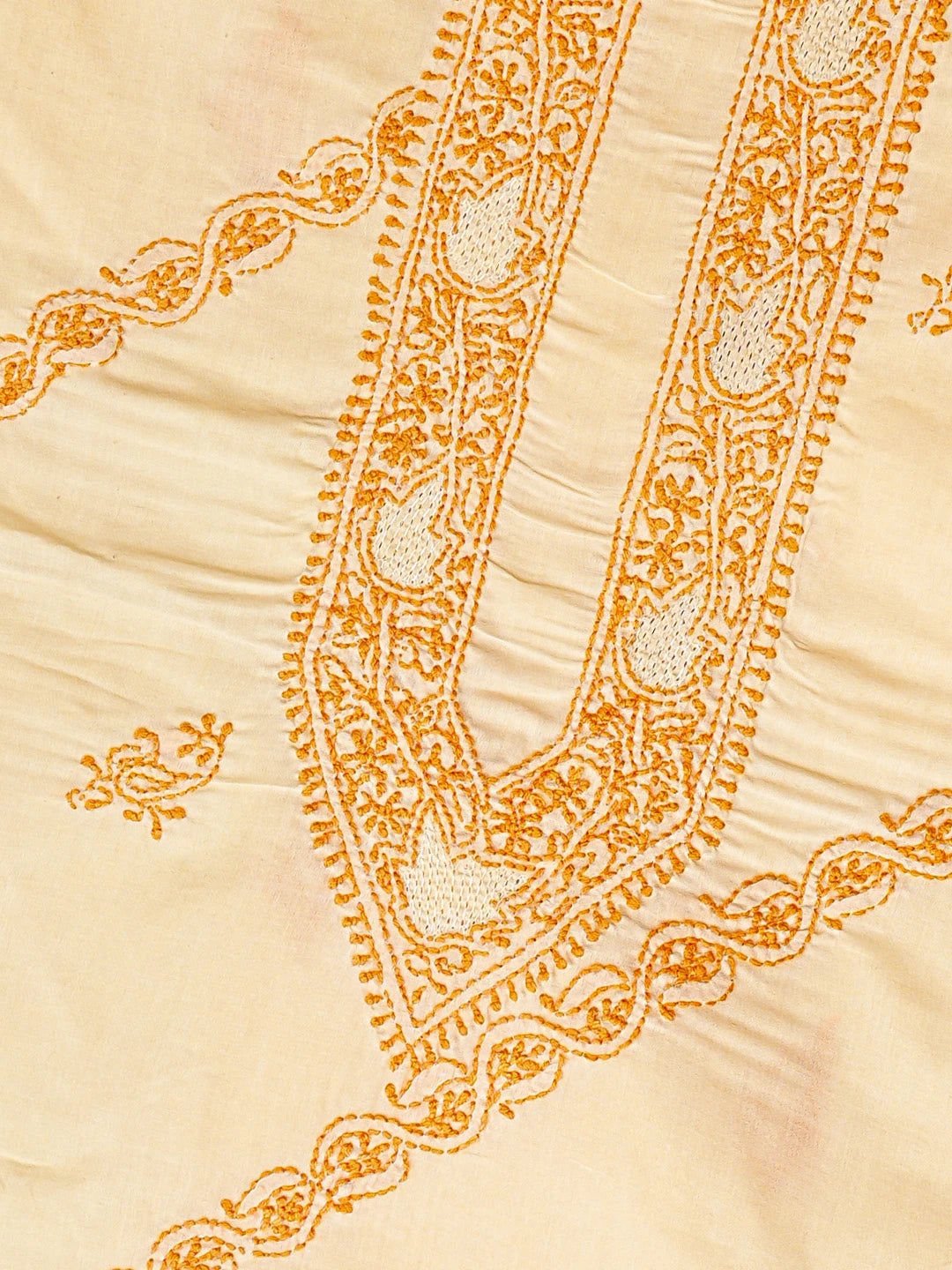 Ada Hand Embroidered Death Valley Beige Cotton Lucknowi Chikankari Unstitched Men's Kurta Piece 01A706138