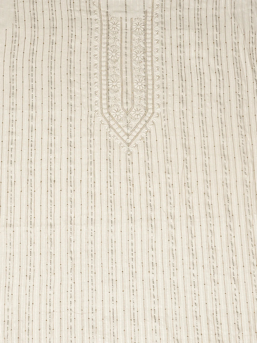 Ada Hand Embroidered White Chanderi Lucknowi Chikankari Unstitched Men's Kurta Piece With Pearl Work 01A867102