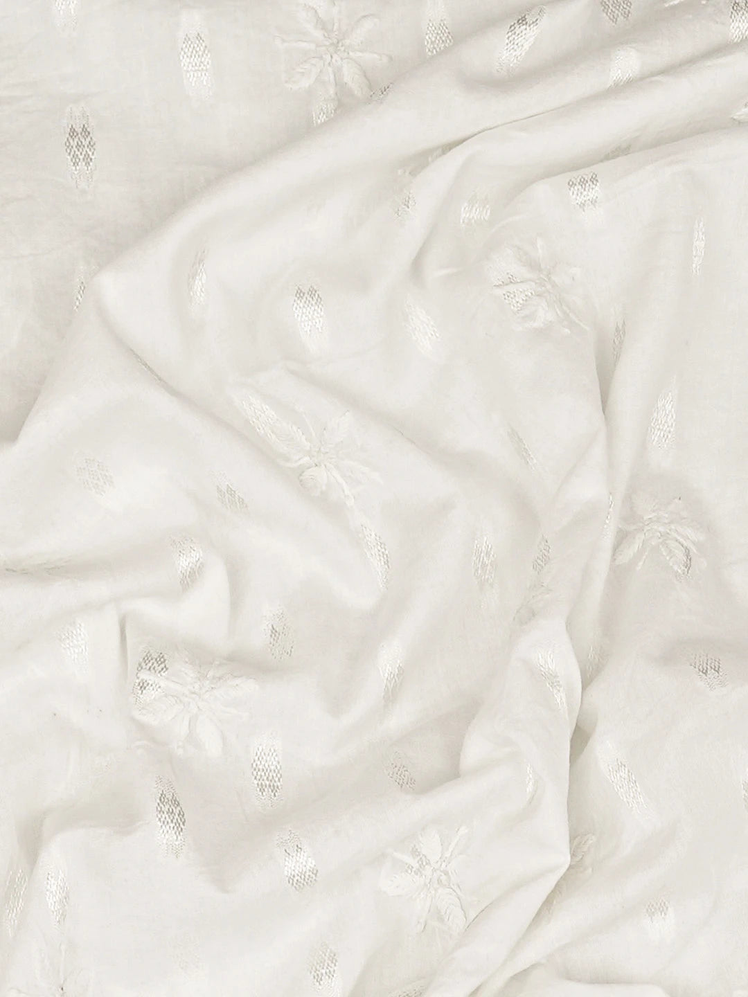 Ada Hand Embroidered White Cotton Lucknowi Chikankari Unstitched Men's Kurta Piece 01A792923