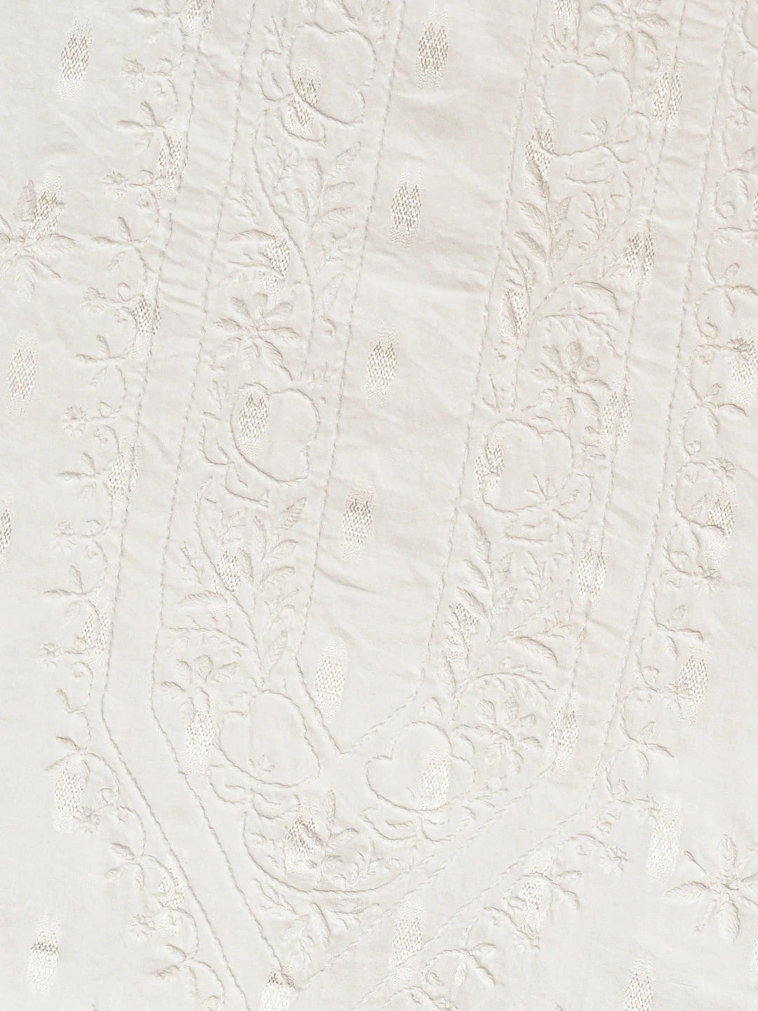 Ada Hand Embroidered White Cotton Lucknowi Chikankari Unstitched Men's Kurta Piece 01A792923