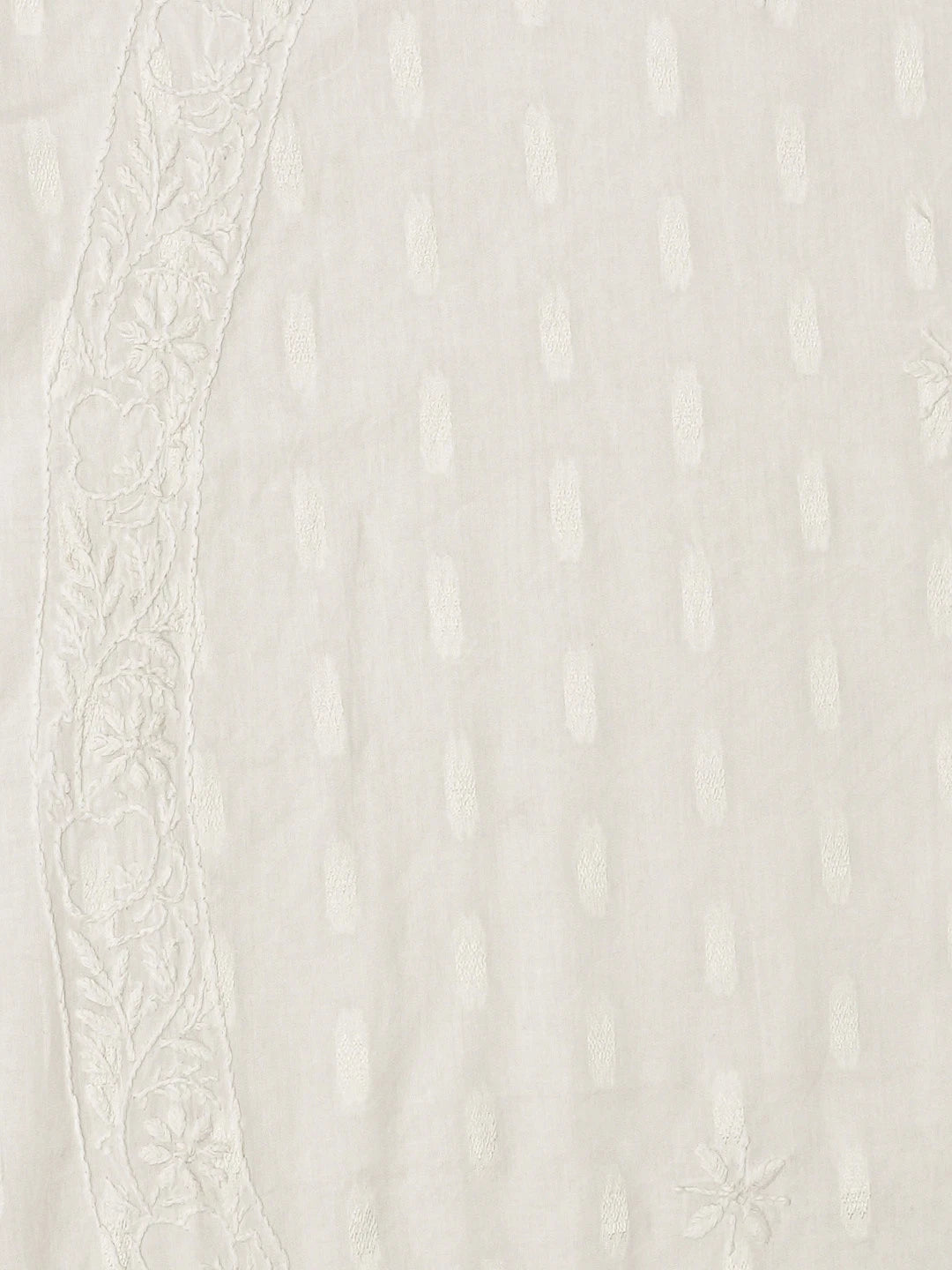 Ada Hand Embroidered White Cotton Lucknowi Chikankari Unstitched Men's Kurta Piece 01A792923