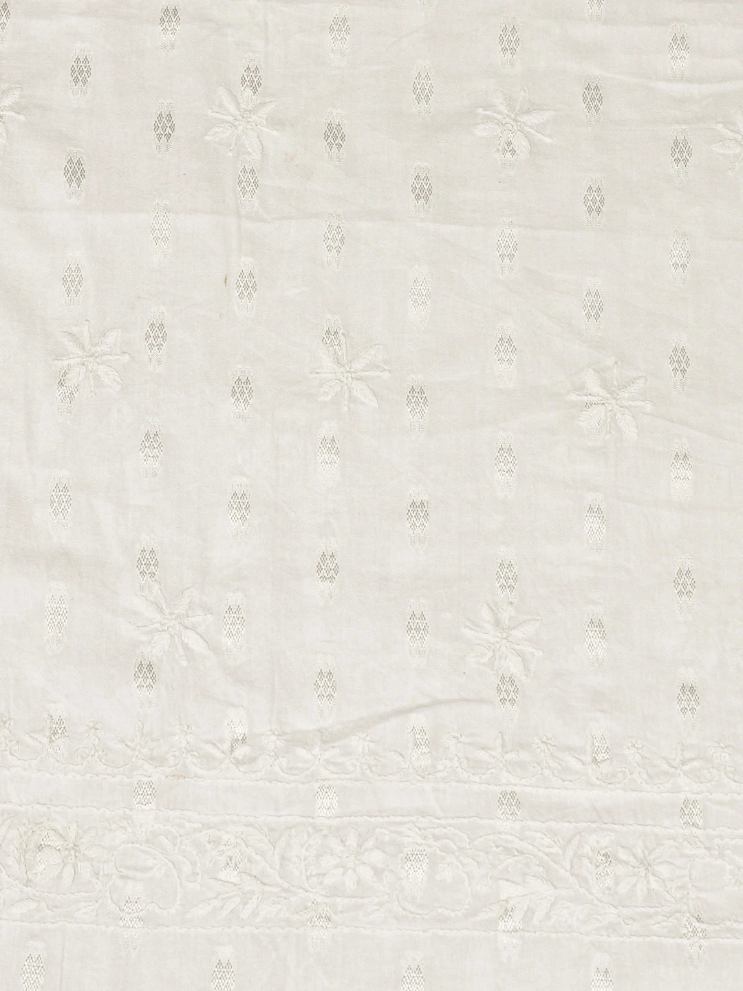 Ada Hand Embroidered White Cotton Lucknowi Chikankari Unstitched Men's Kurta Piece 01A792923