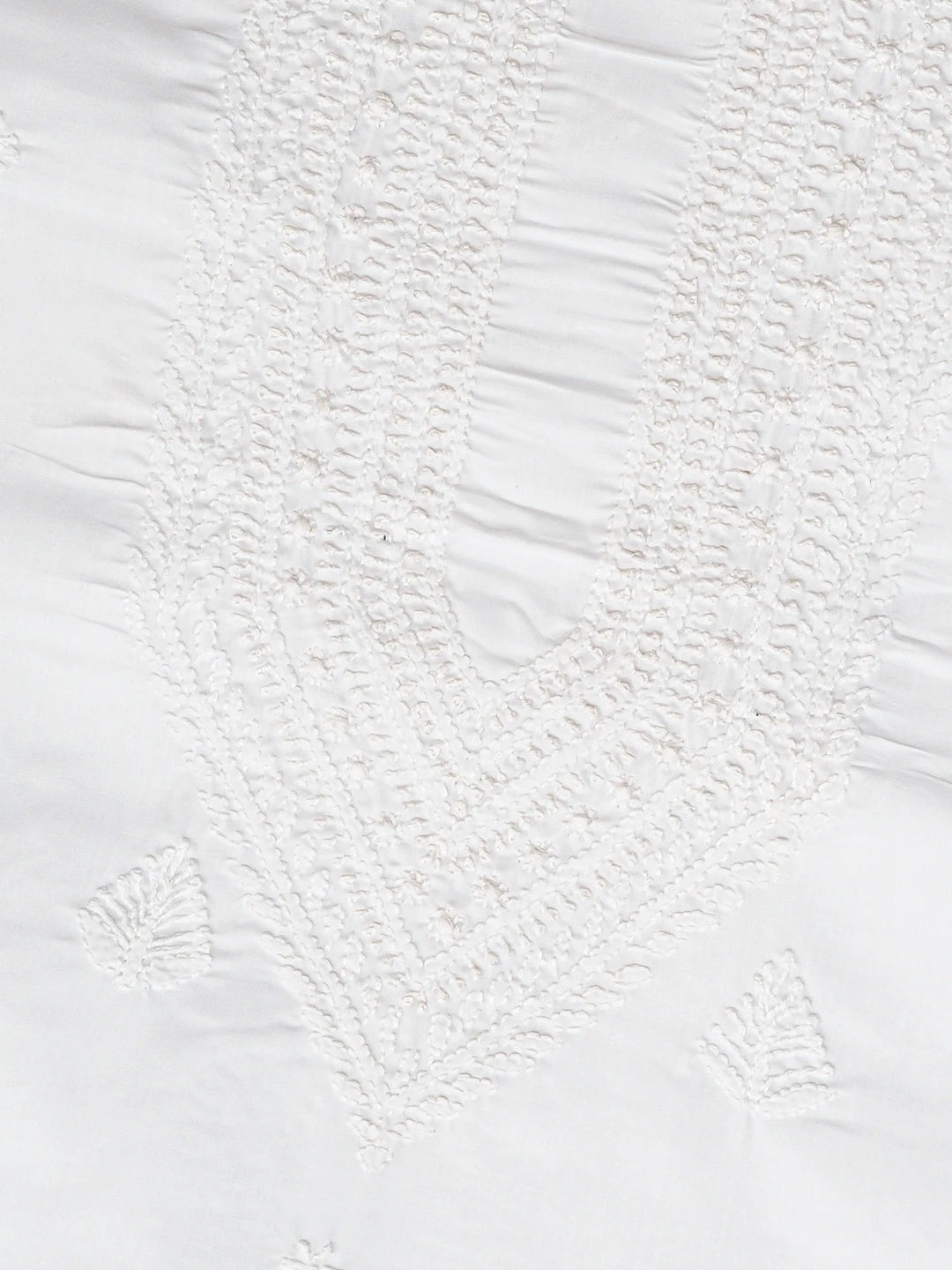 Ada Hand Embroidered White Cotton Lucknowi Chikankari Unstitched Men's Kurta Piece 01A560863