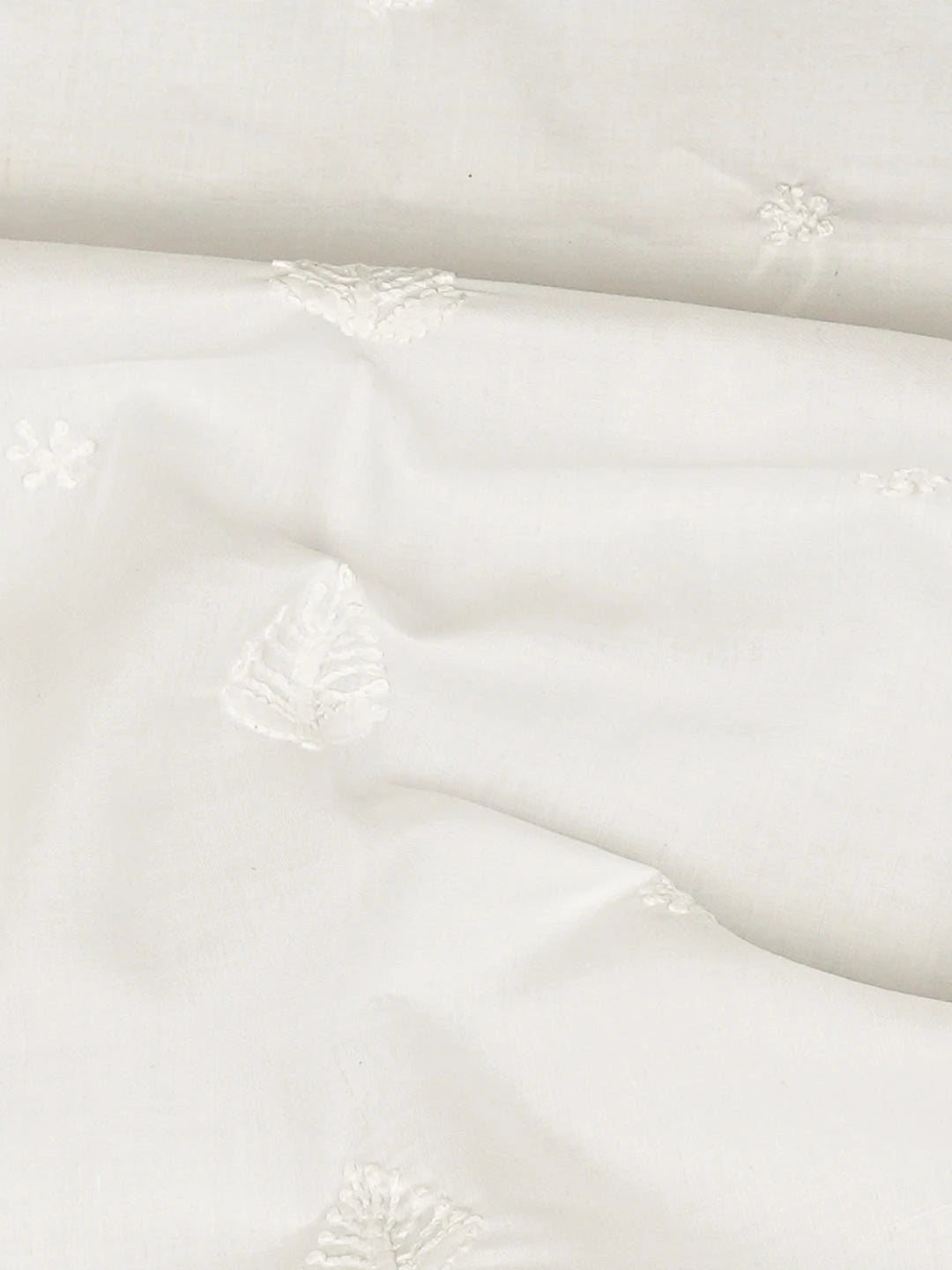 Ada Hand Embroidered White Cotton Lucknowi Chikankari Unstitched Men's Kurta Piece 01A560863
