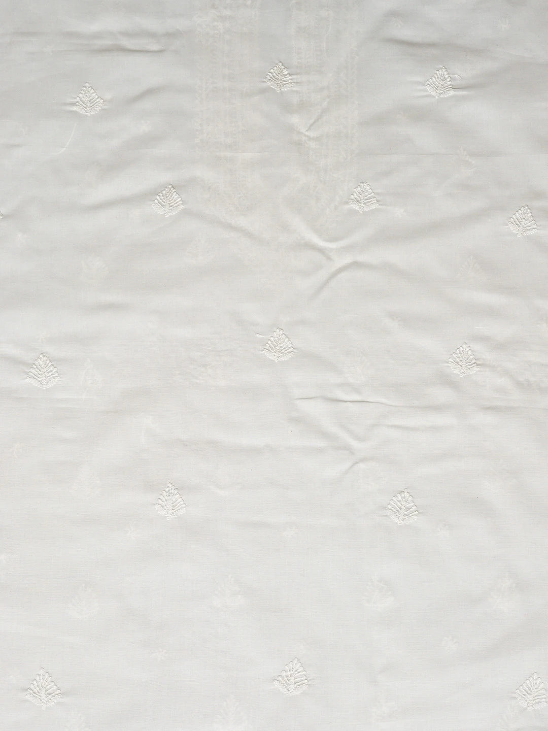 Ada Hand Embroidered White Cotton Lucknowi Chikankari Unstitched Men's Kurta Piece 01A560863